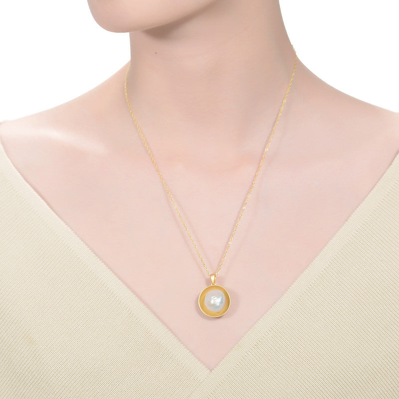 Brigitte Golden Flowerbud Pearl Necklace GENEVIVE