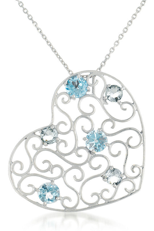 Provence Blue Topaz Heart Necklace GENEVIVE