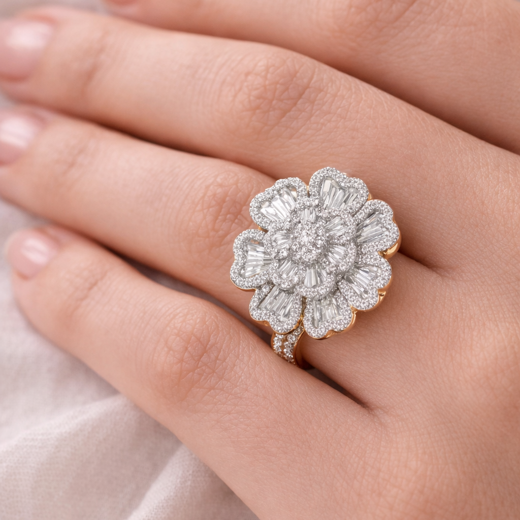 Gabrielle Cluster Couture Petal Flower Ring GENEVIVE