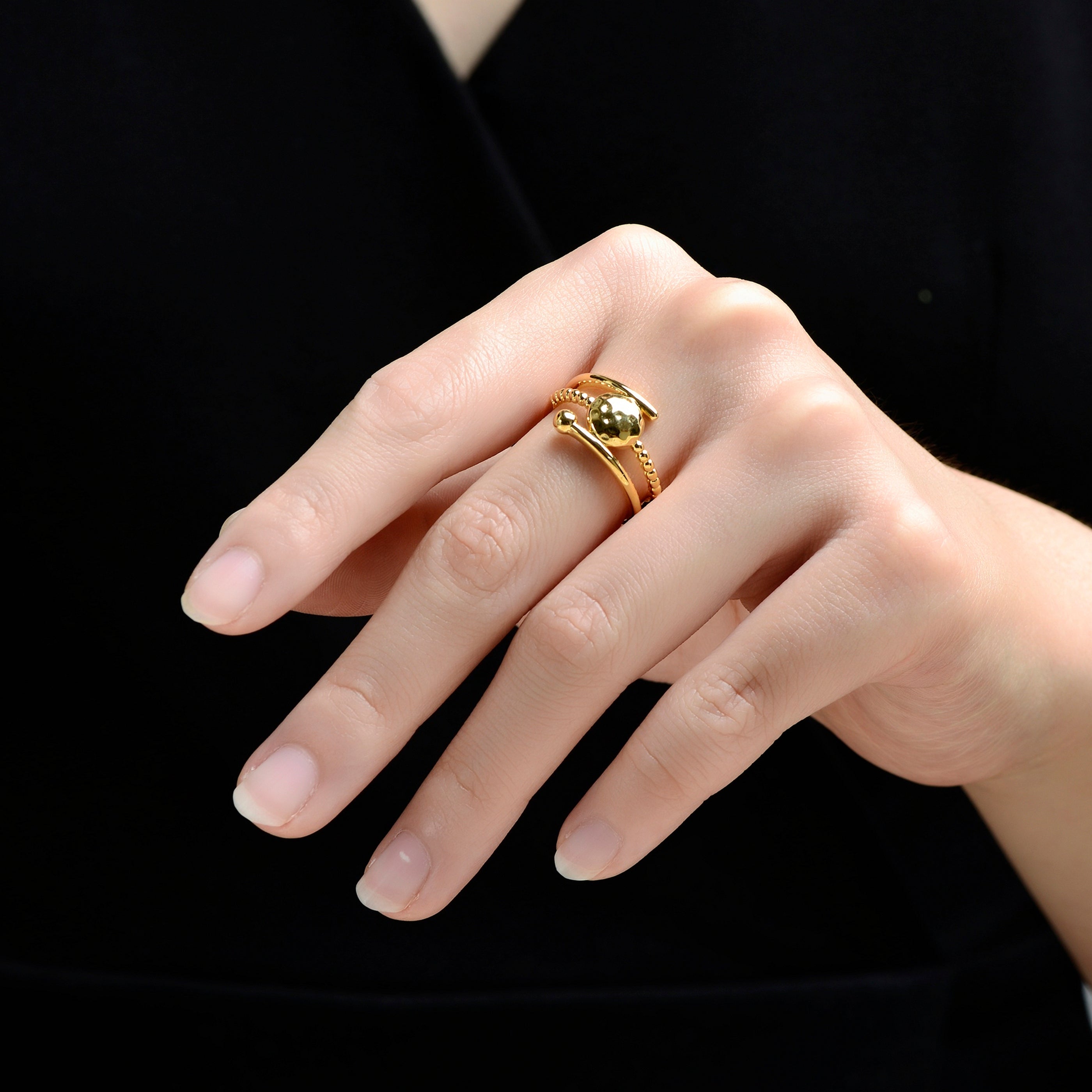 14K Gold Plated Bypass Ring GENEVIVE
