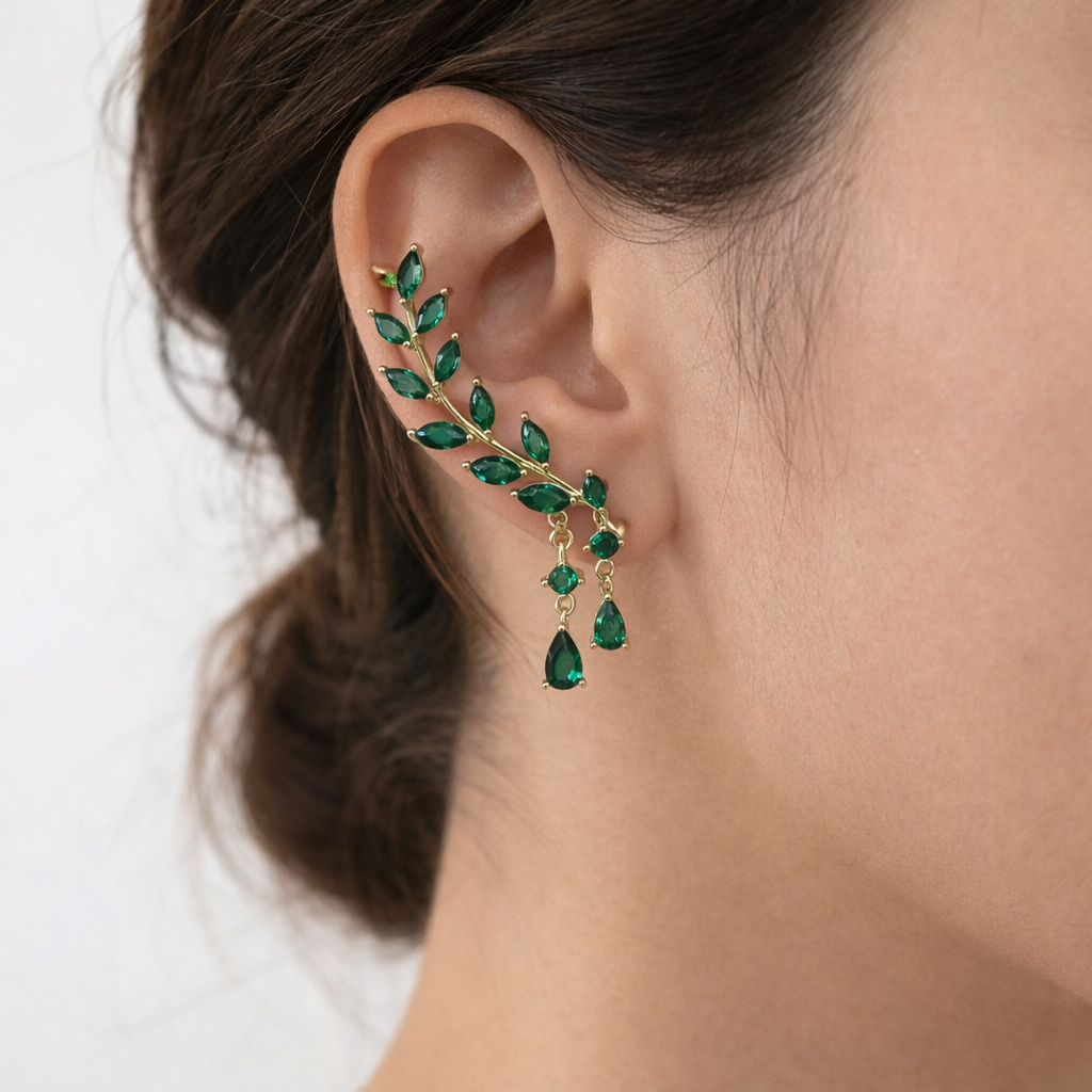 Lierre Drop Leaf Earrings Genevive