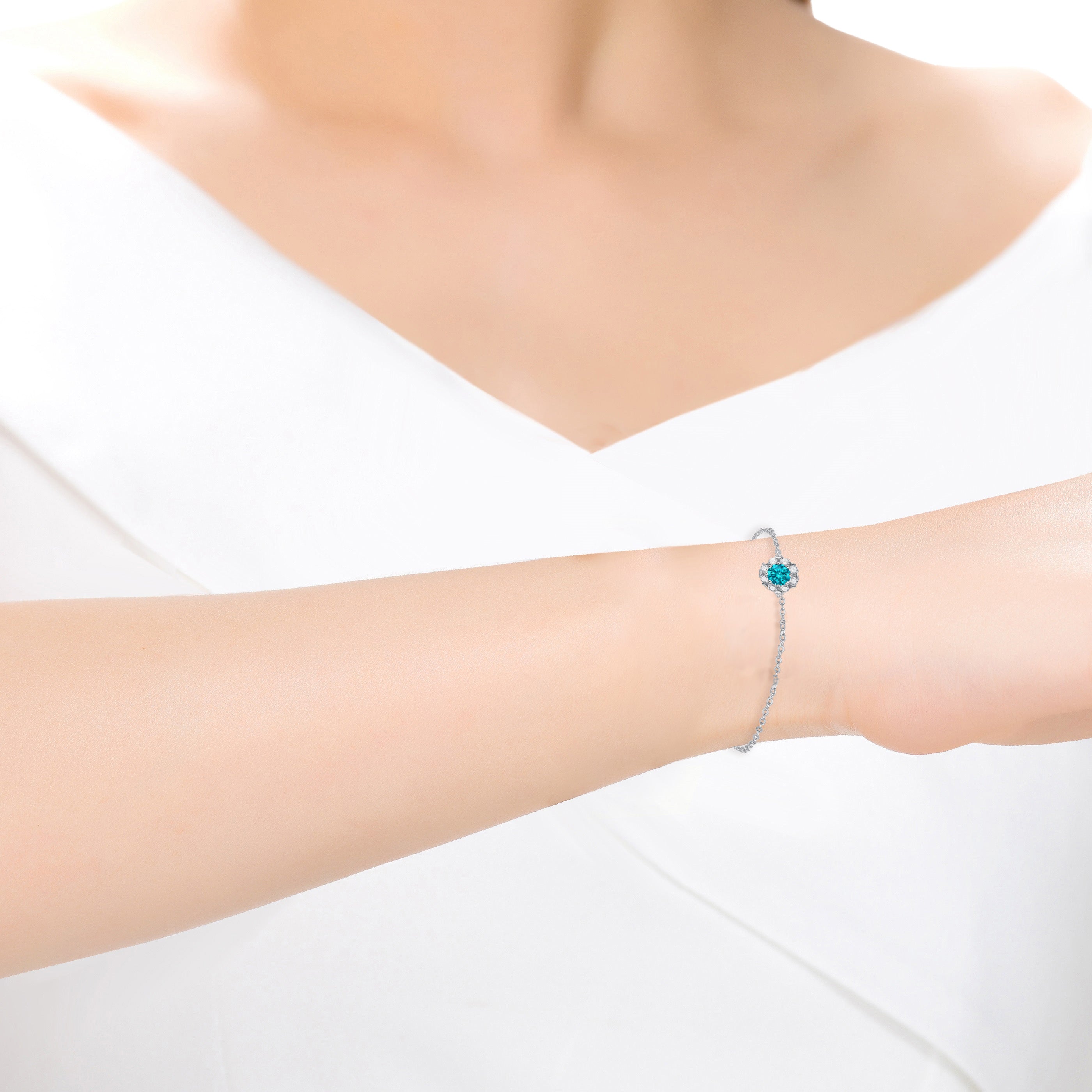 Helene Moissanite & Blue Charm Bracelet GENEVIVE