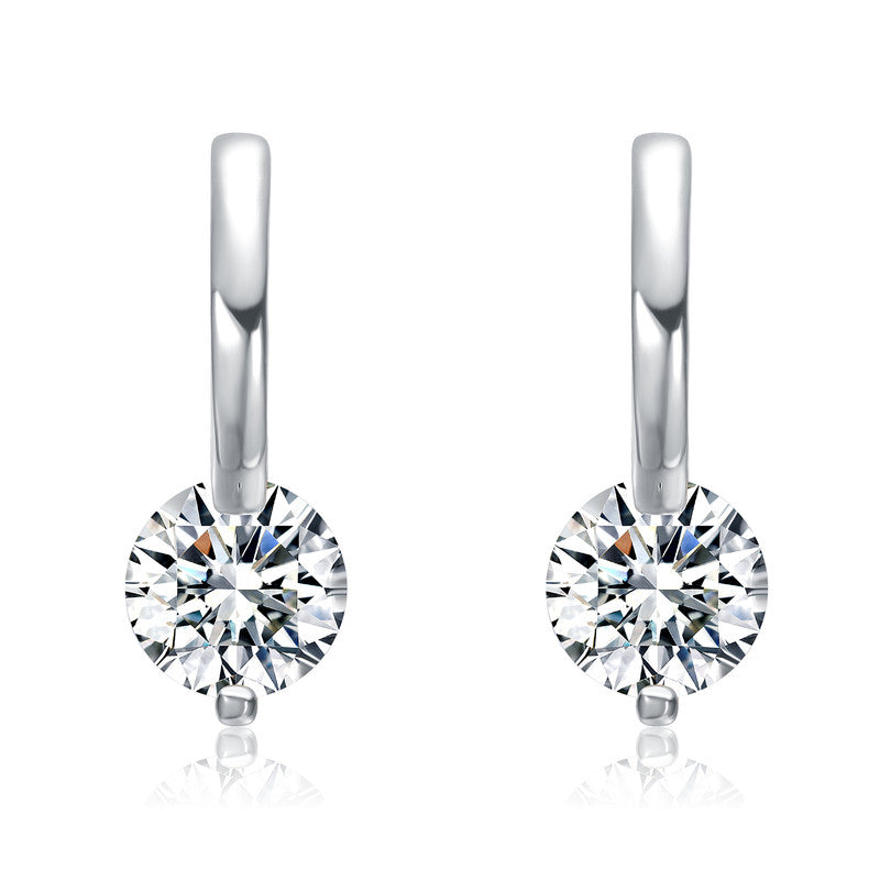 Lunar Drop Hoop Earrings Clear Couture Moissanite GENEVIVE