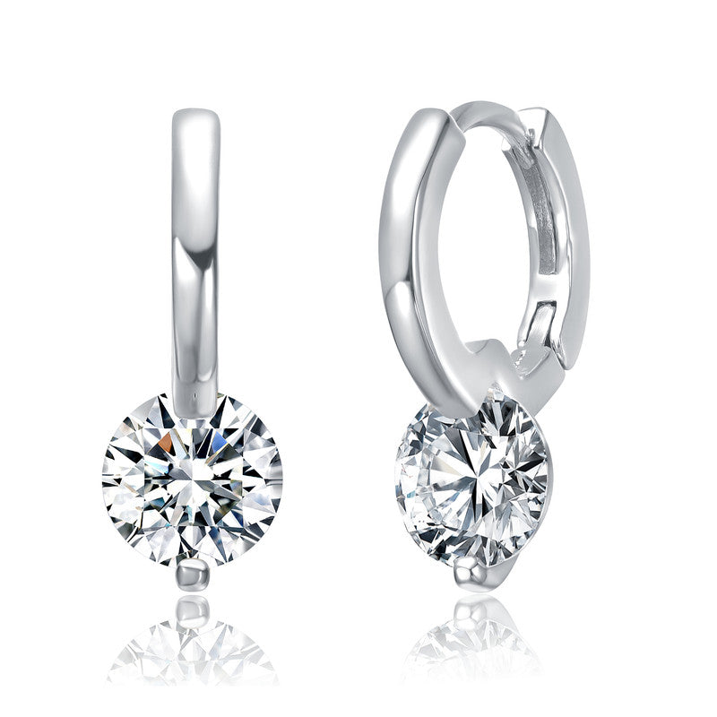 Lunar Drop Hoop Earrings Clear Couture Moissanite GENEVIVE