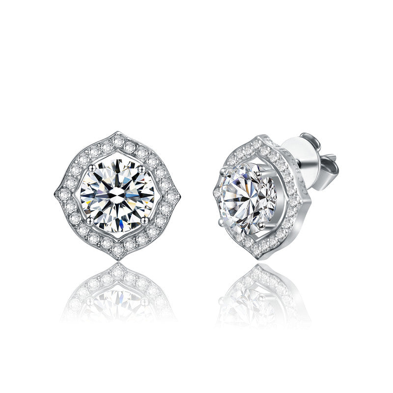 Isabella Moissanite Halo Stud Earrings GENEVIVE