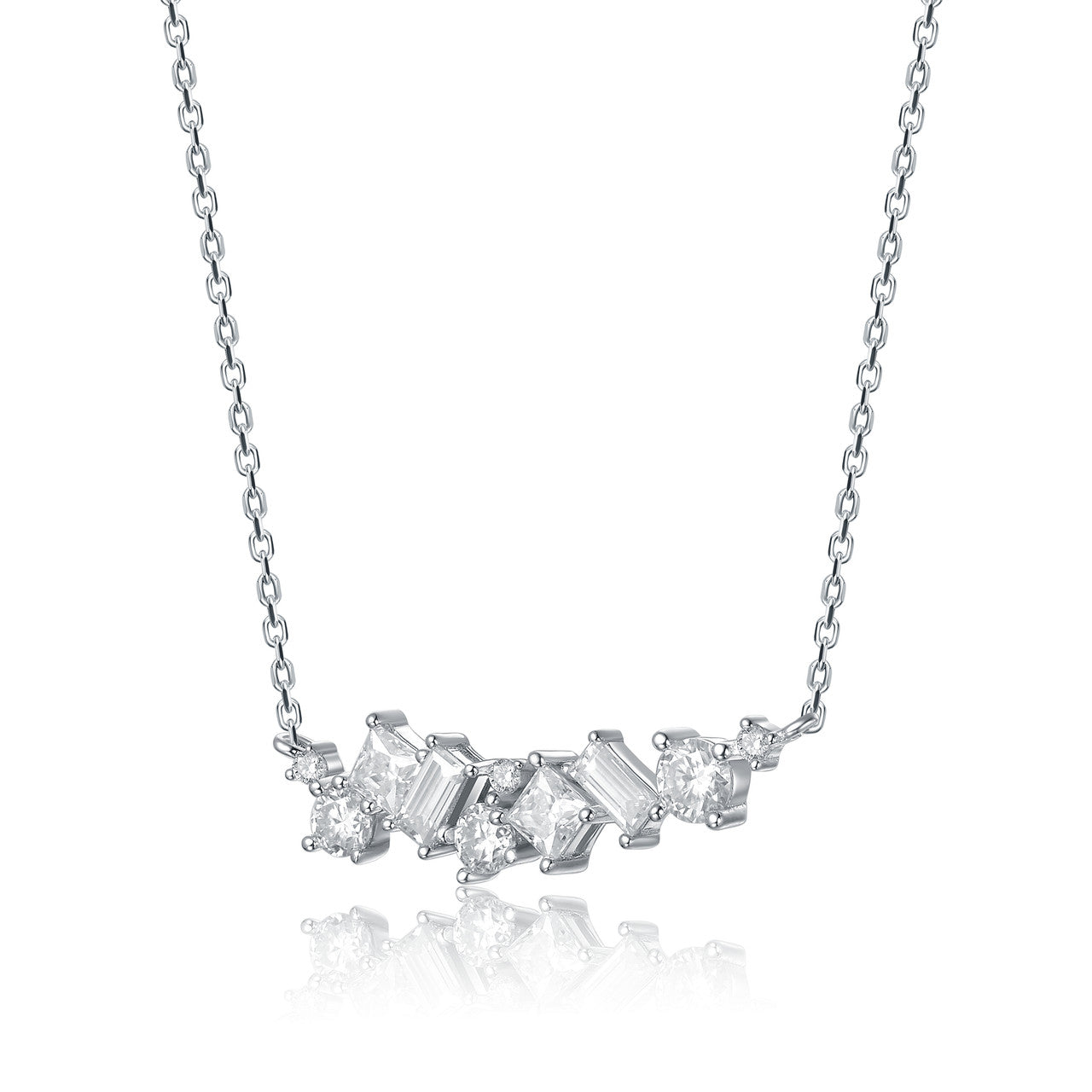 Heléne Lab Created Moissanite Cluster Necklace GENEVIVE