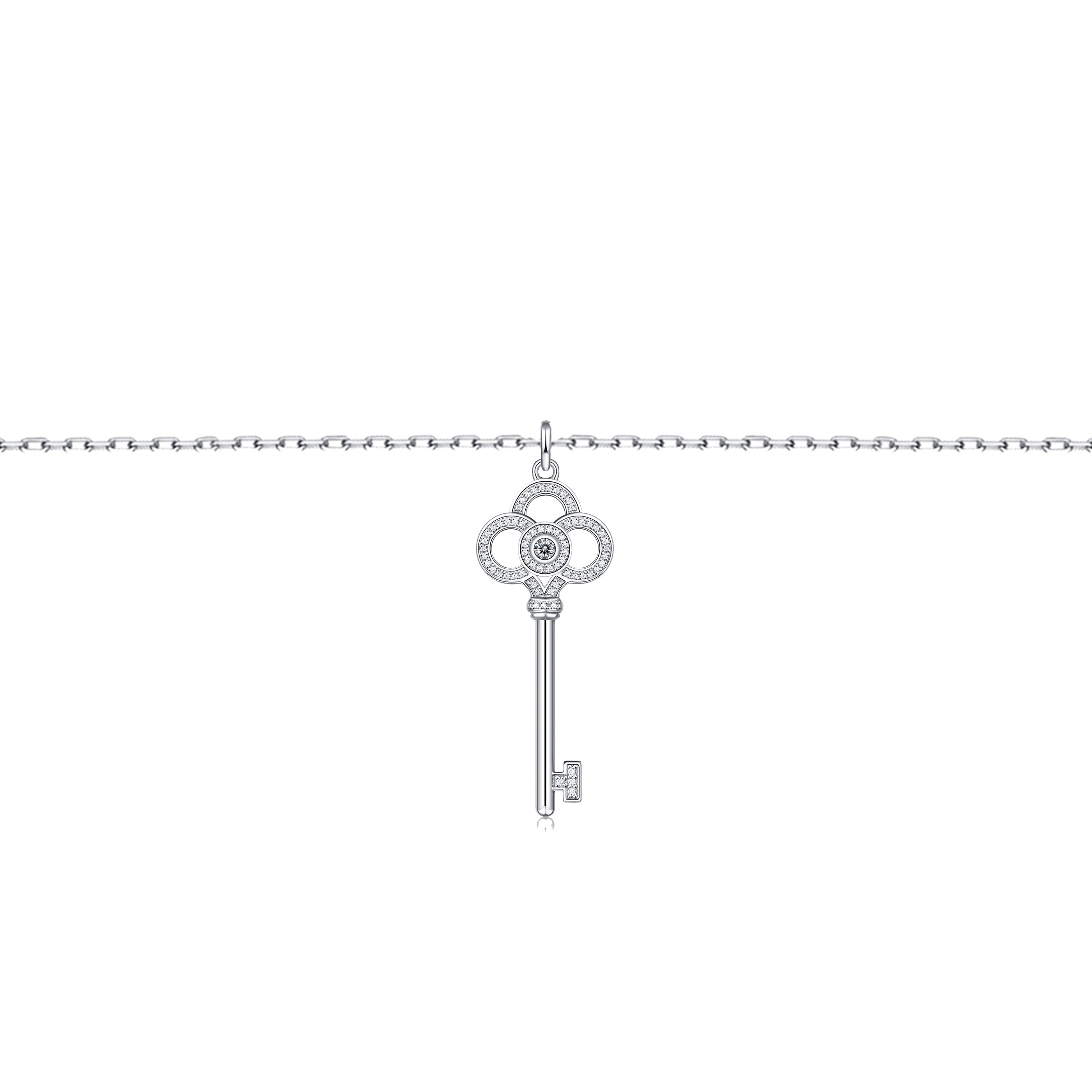 Fleur Skeleton Key Eternity Circle Pendant Necklace GENEVIVE