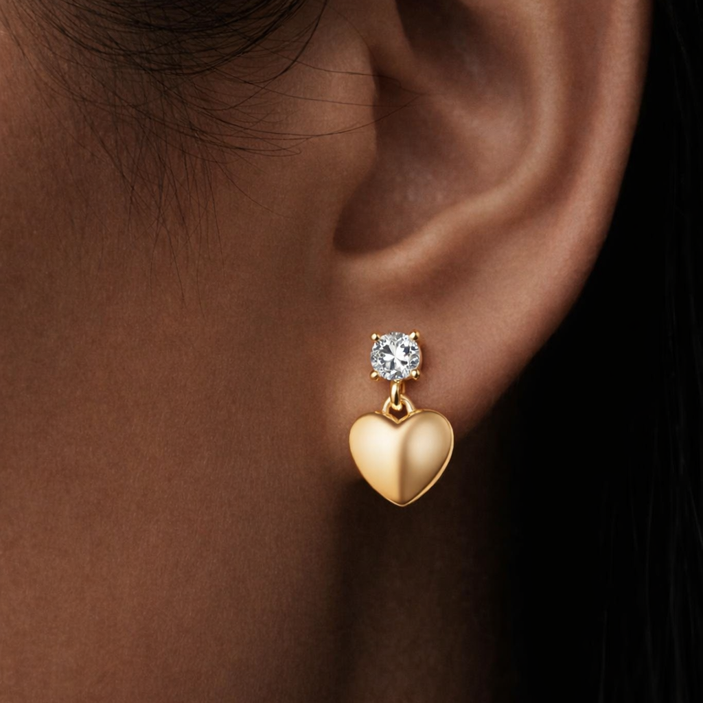 Manon Moissanite Couture Heart Dangle Earrings GENEVIVE