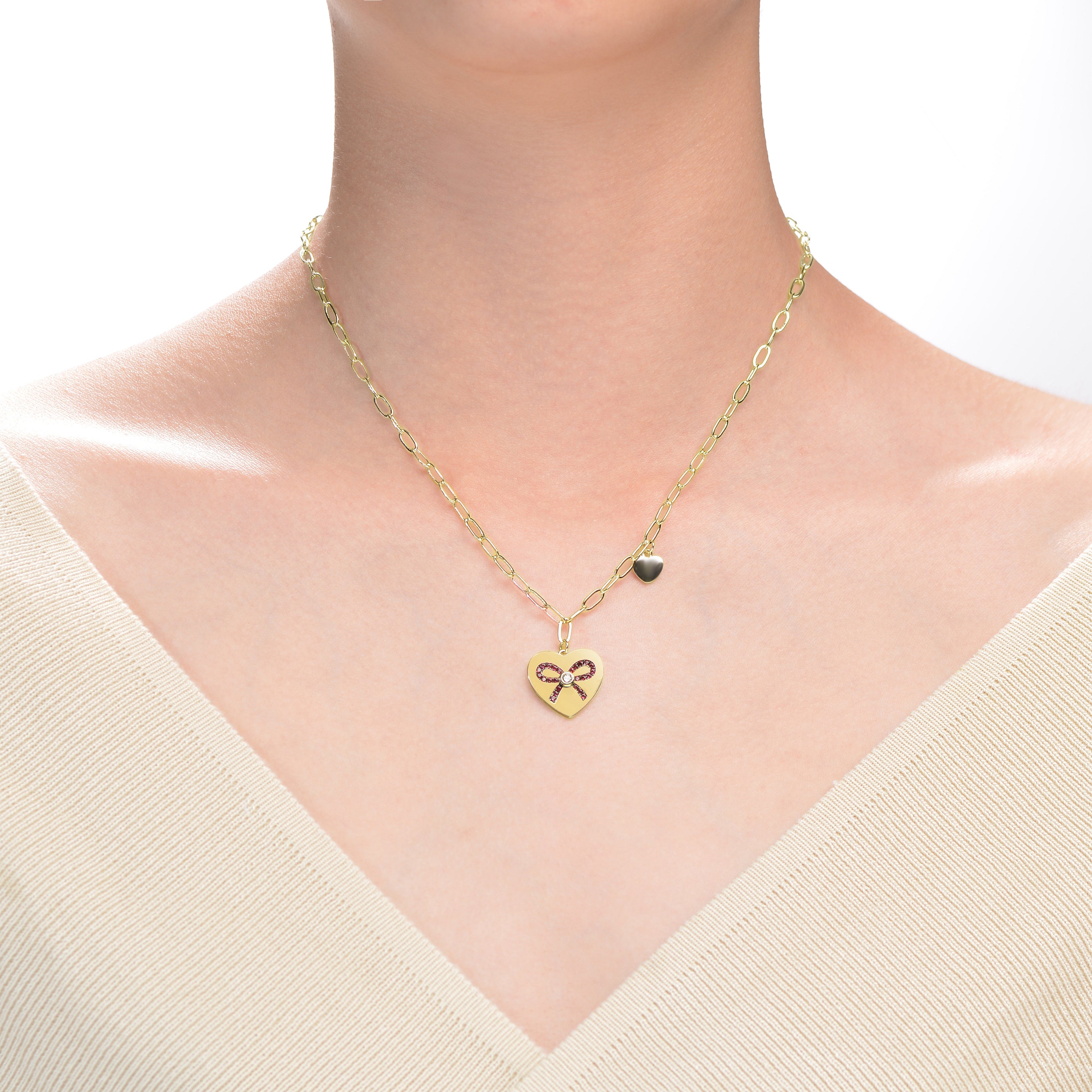 Léonie Ruby Heart Collier Necklace GENEVIVE