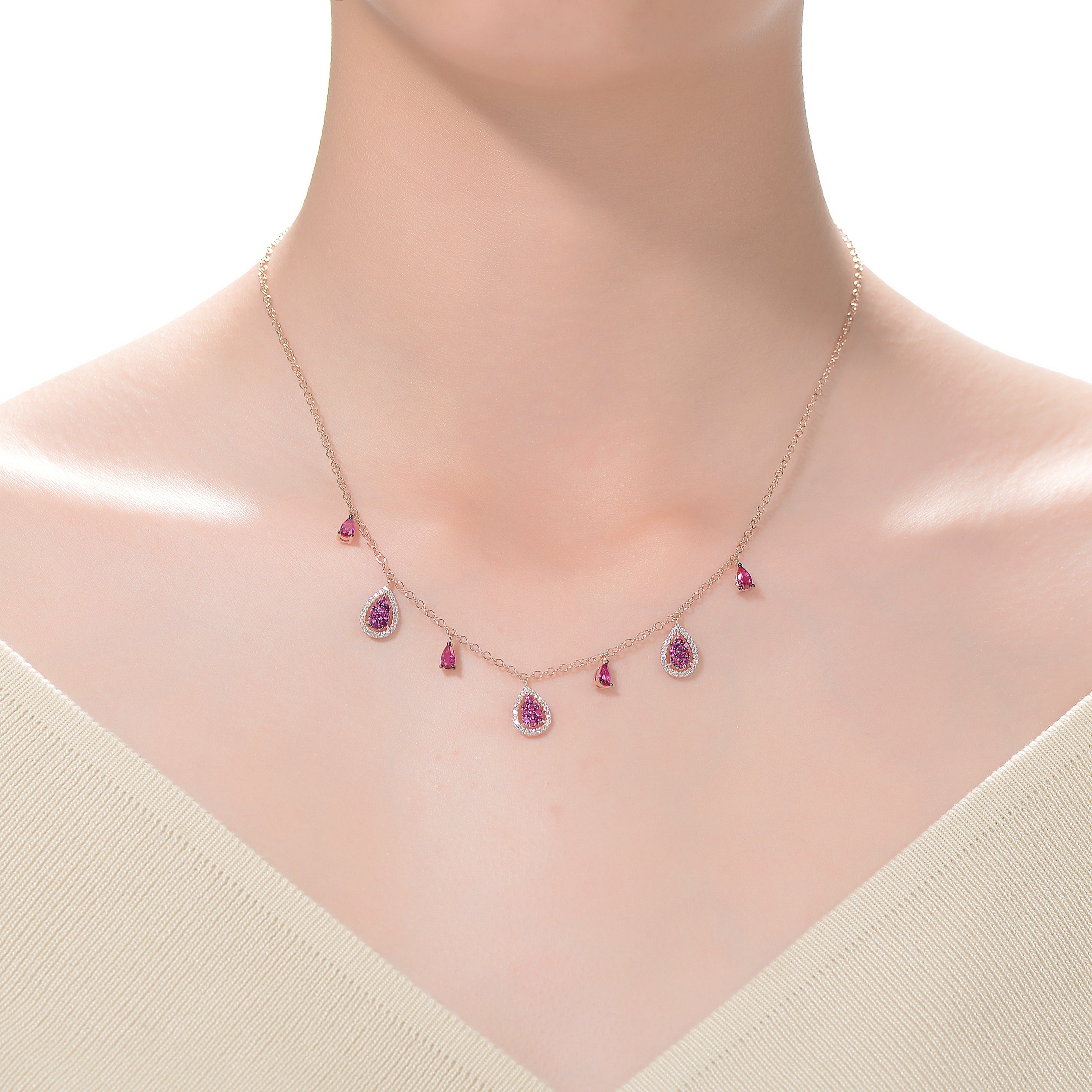 Raquelle Dainty Pink Charms Necklace GENEVIVE