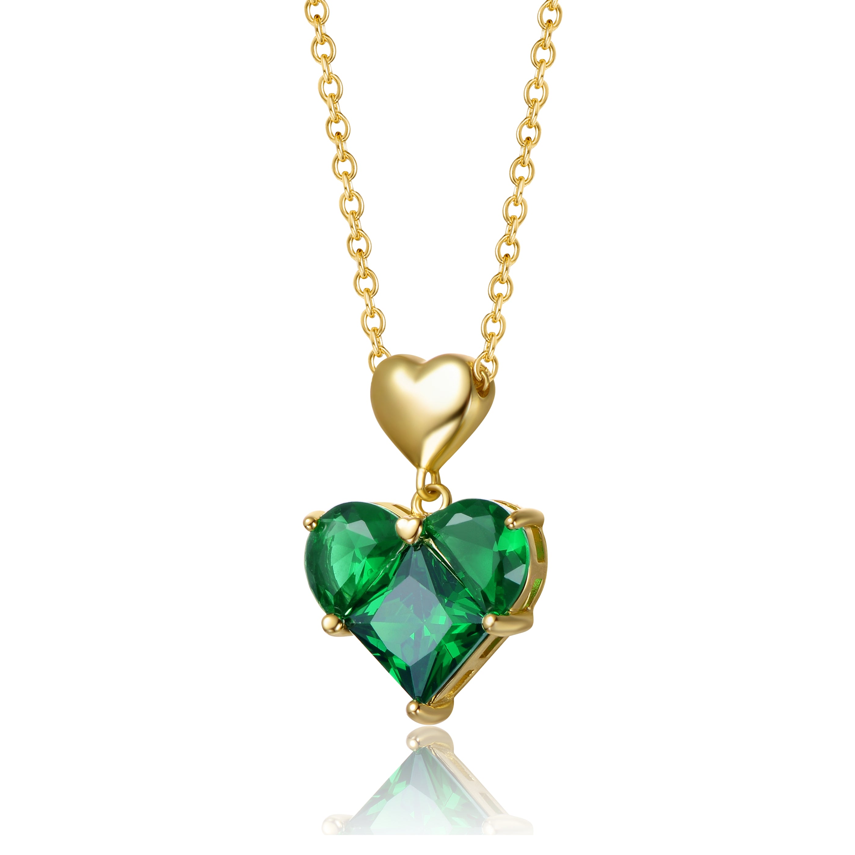 Aurore Green Double Heart Pendant Necklace GENEVIVE