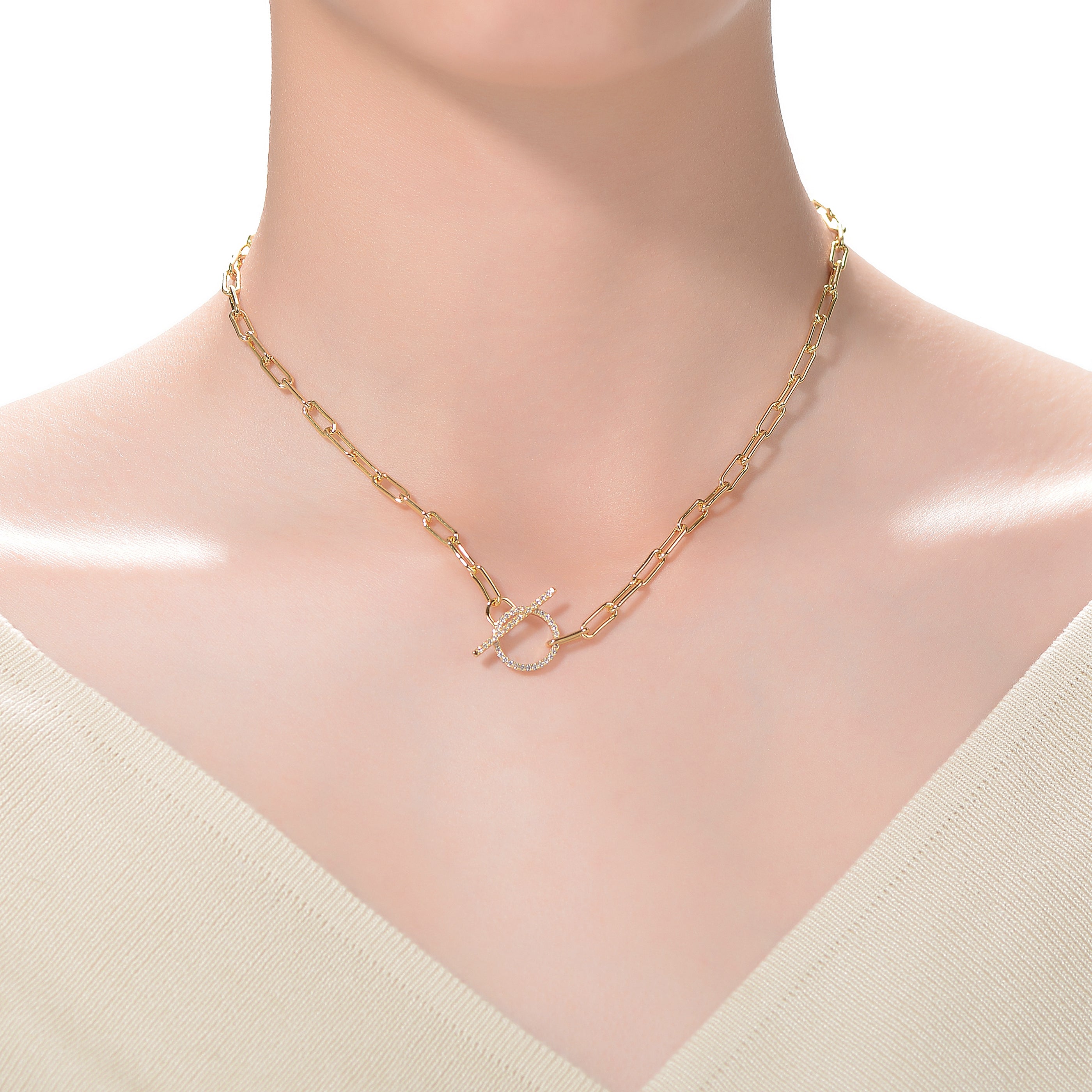 Justine Zirconia Spring Chain Necklace GENEVIVE