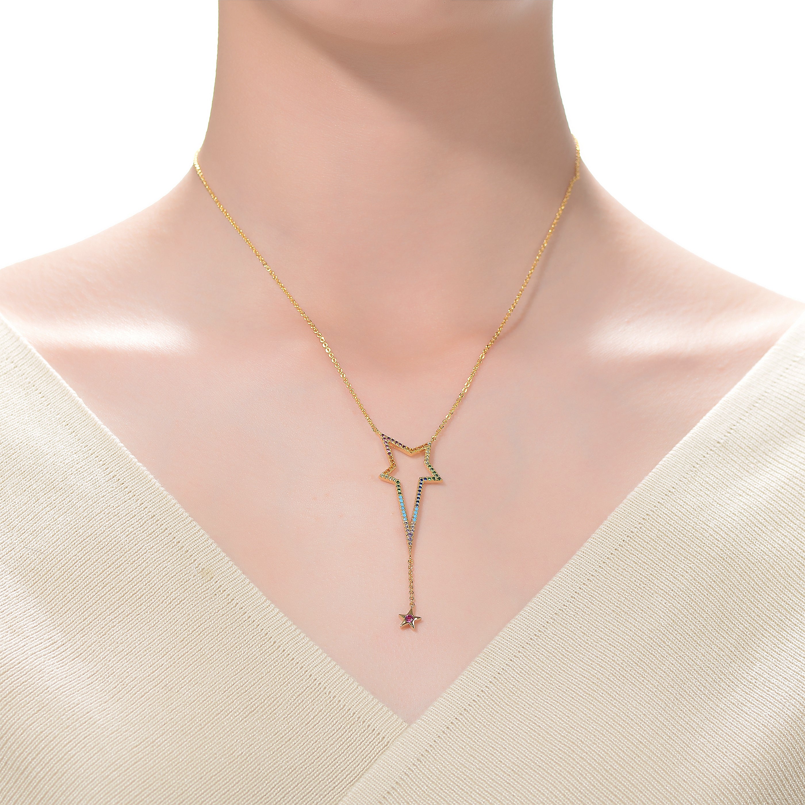 Arc-en-Ciel Golden Star Rainbow Necklace GENEVIVE