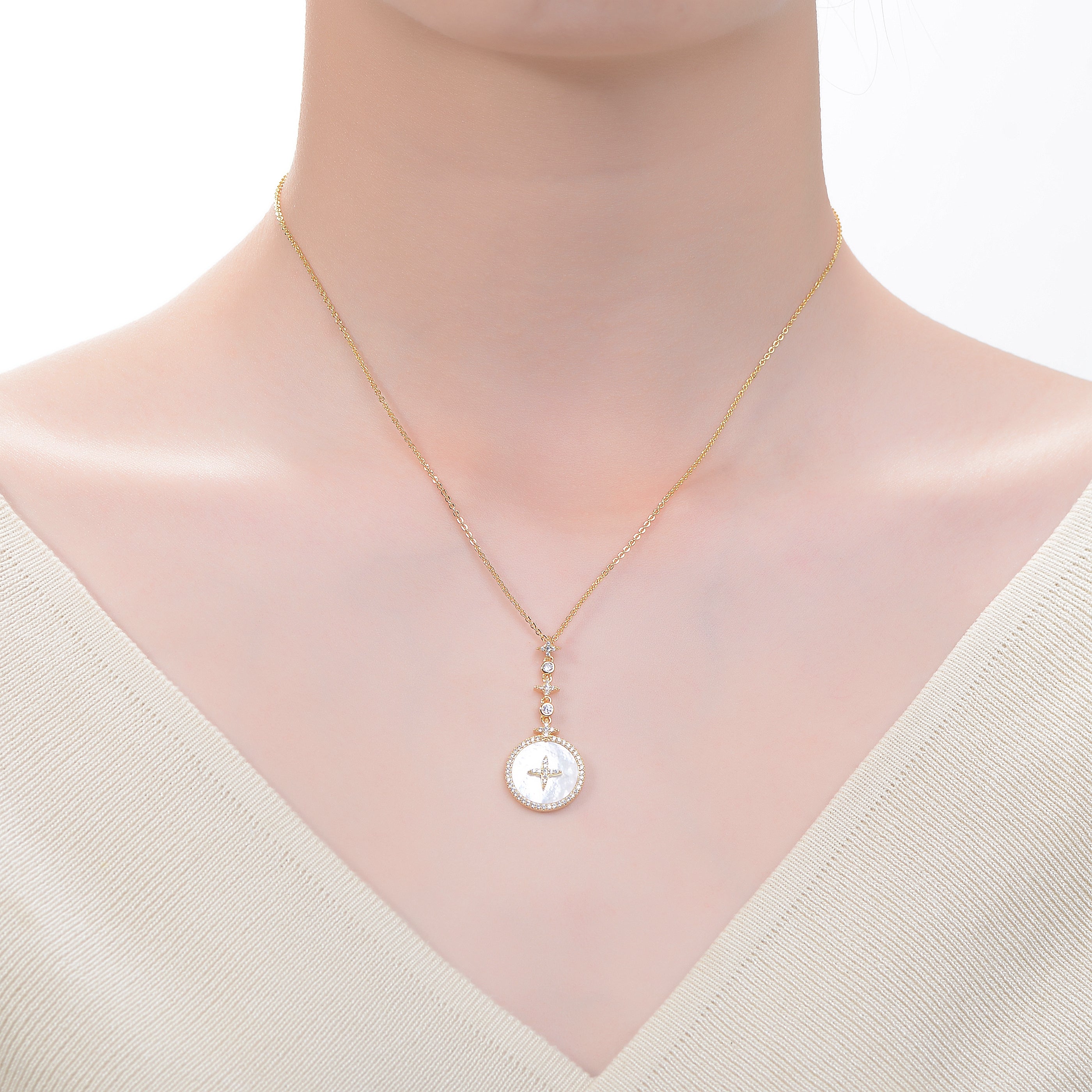 Coralie Opal Compass Pendant Necklace GENEVIVE