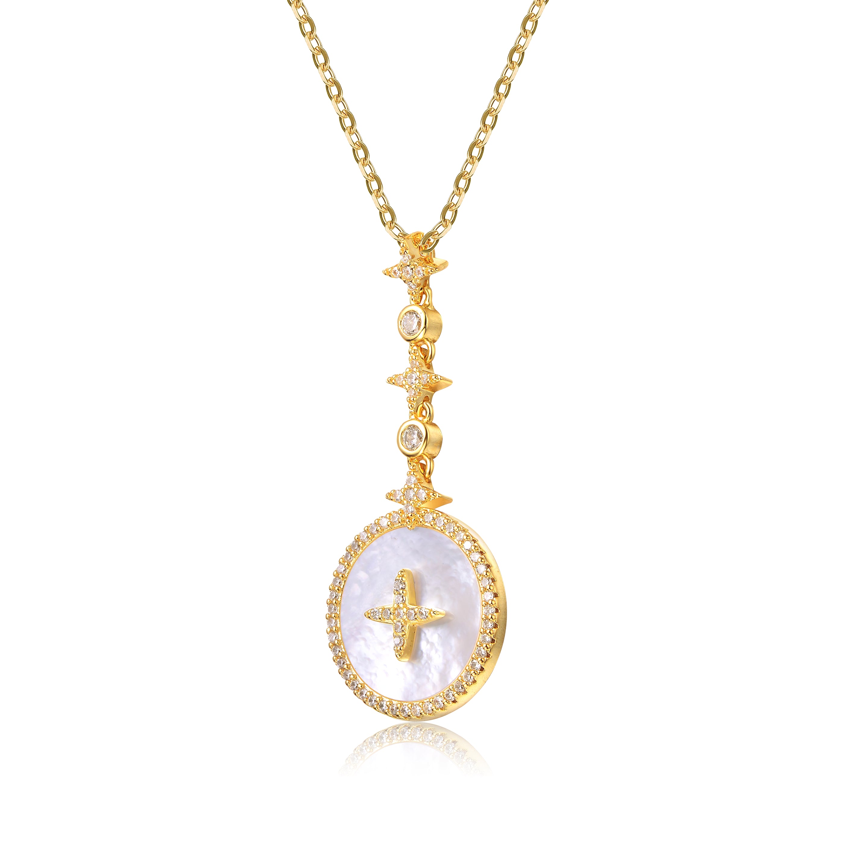 Coralie Opal Compass Pendant Necklace GENEVIVE