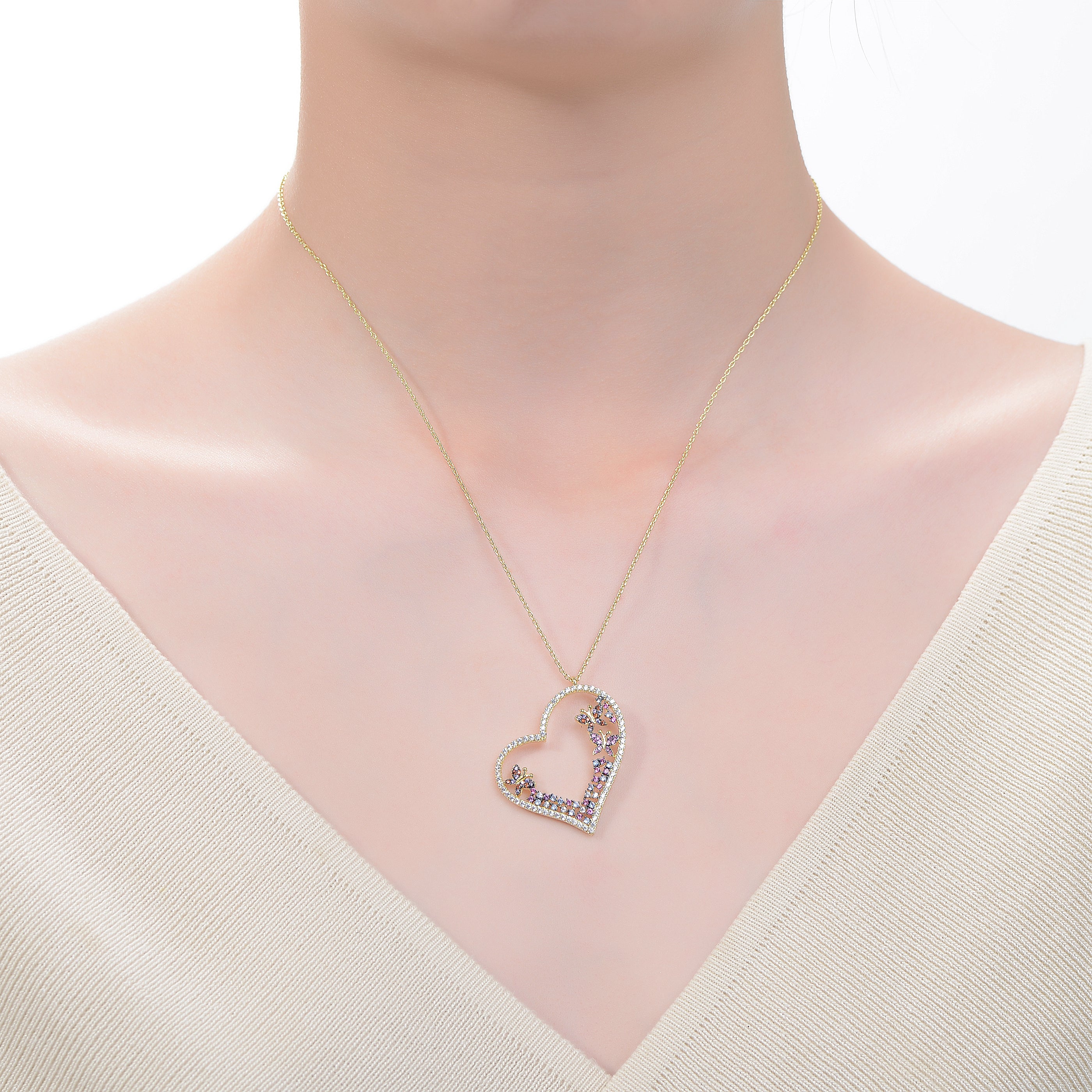 Coeur Palette Golden Heart Pendant Necklace GENEVIVE