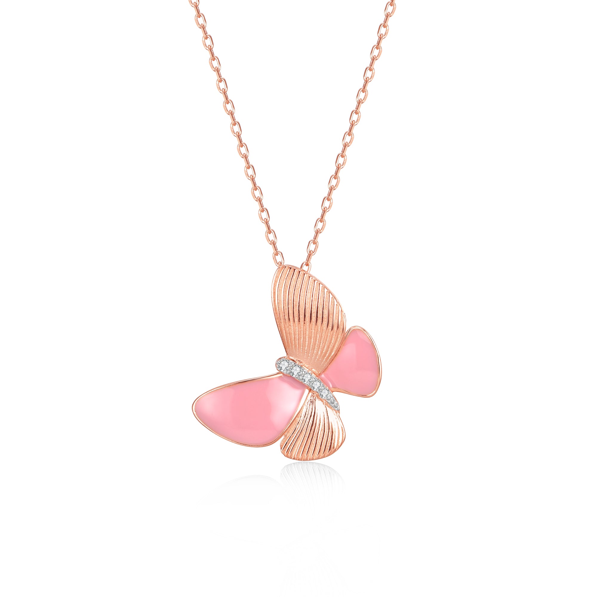 Rose Butterfly Pendant Necklace GENEVIVE