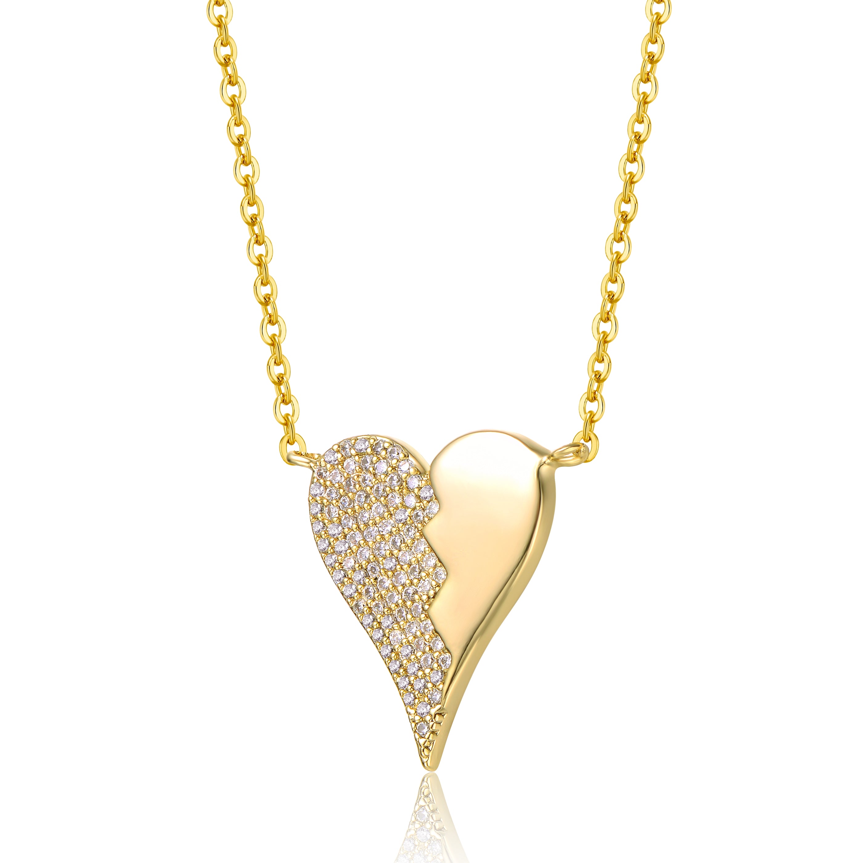 Estelle Zig-Zag Half & Half Heart Couture Pendant Necklace GENEVIVE