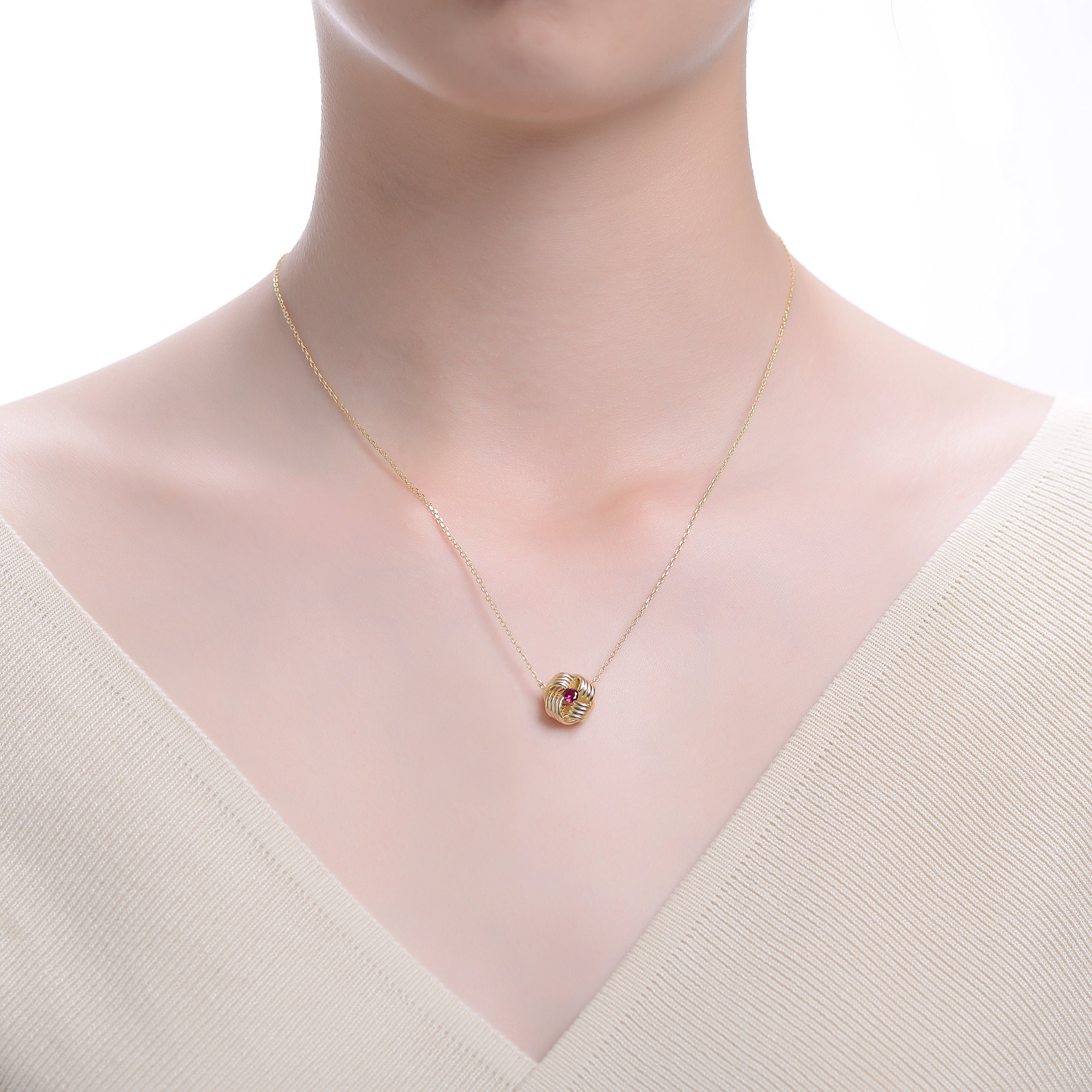 Julie Delicate Knot Pink Necklace GENEVIVE