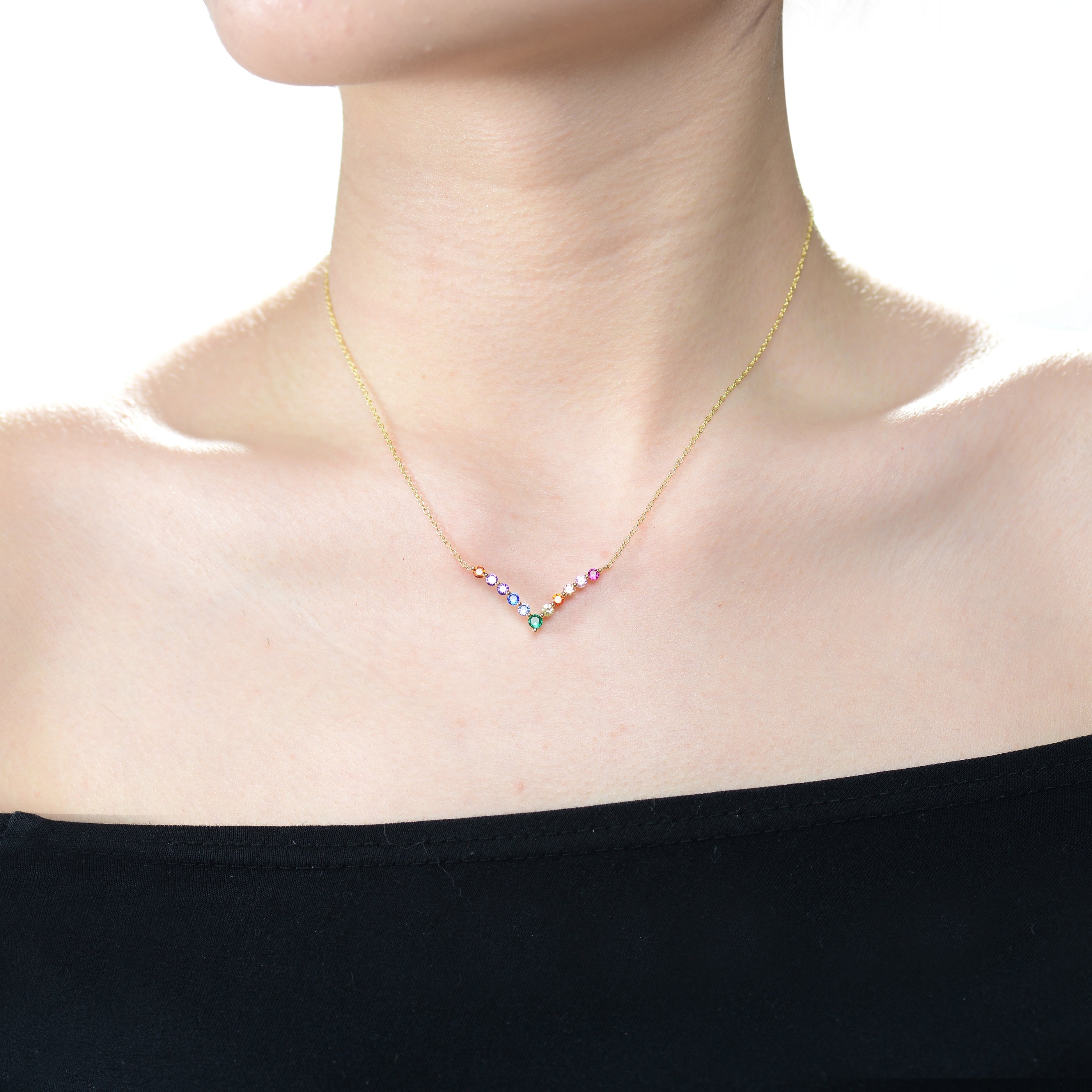 Arc-En-Ciel Teardrop Golden Necklace GENEVIVE
