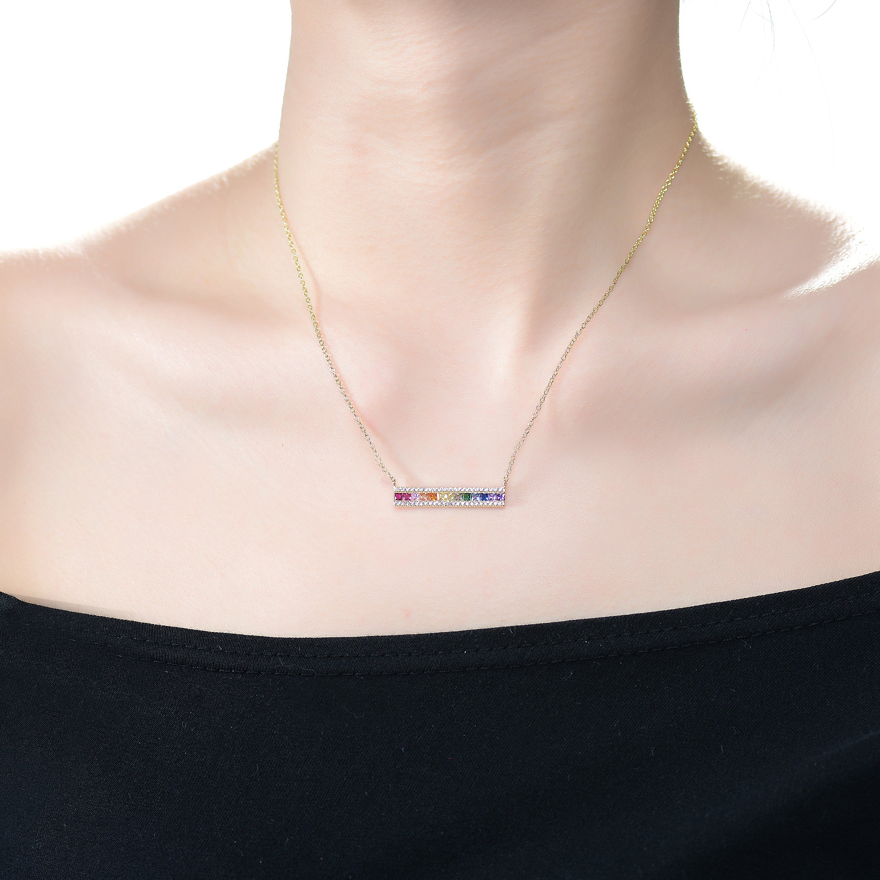 Arc-en-Ciel Gradient Golden Necklace GENEVIVE