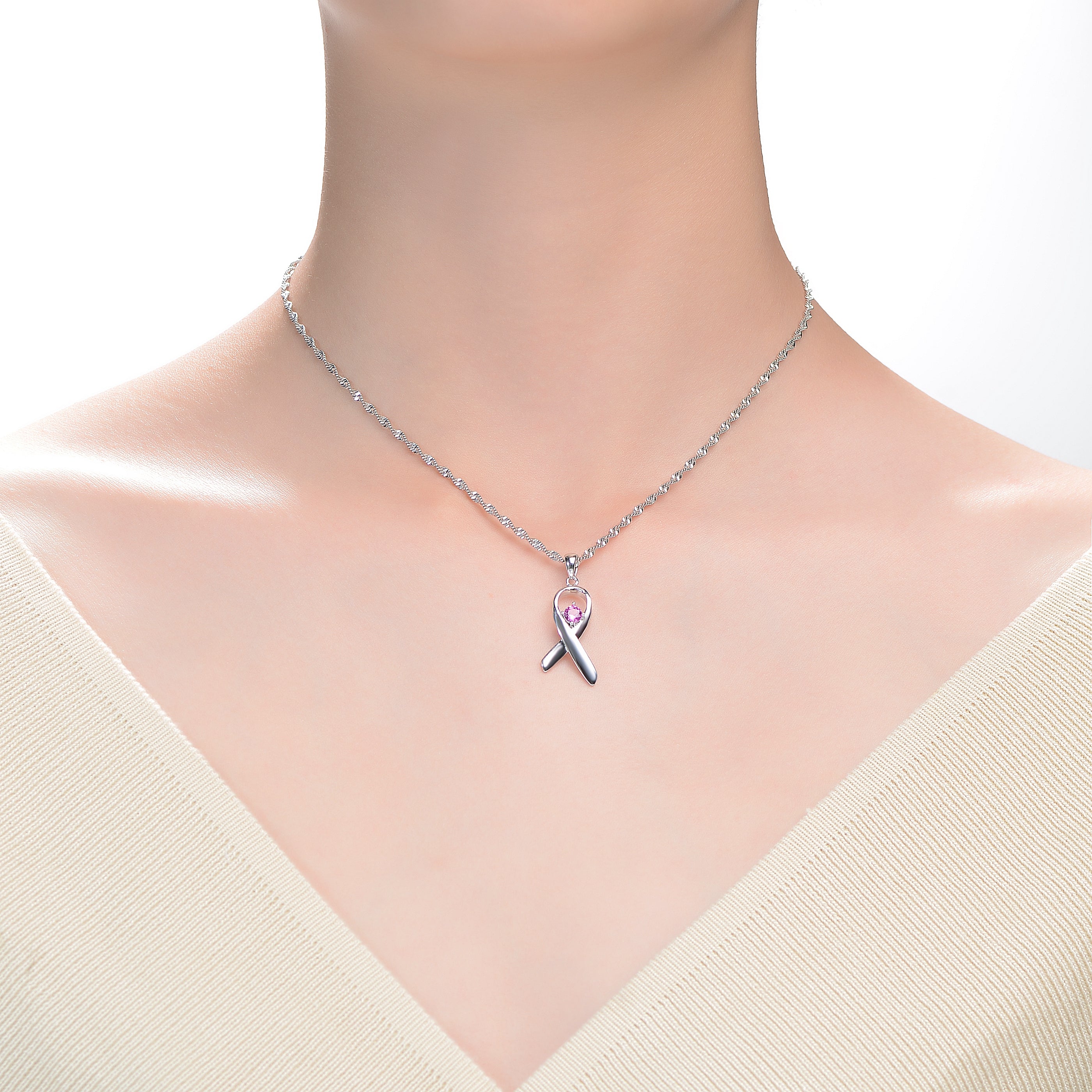 Raquelle Pink Loop Ribbon Necklace GENEVIVE