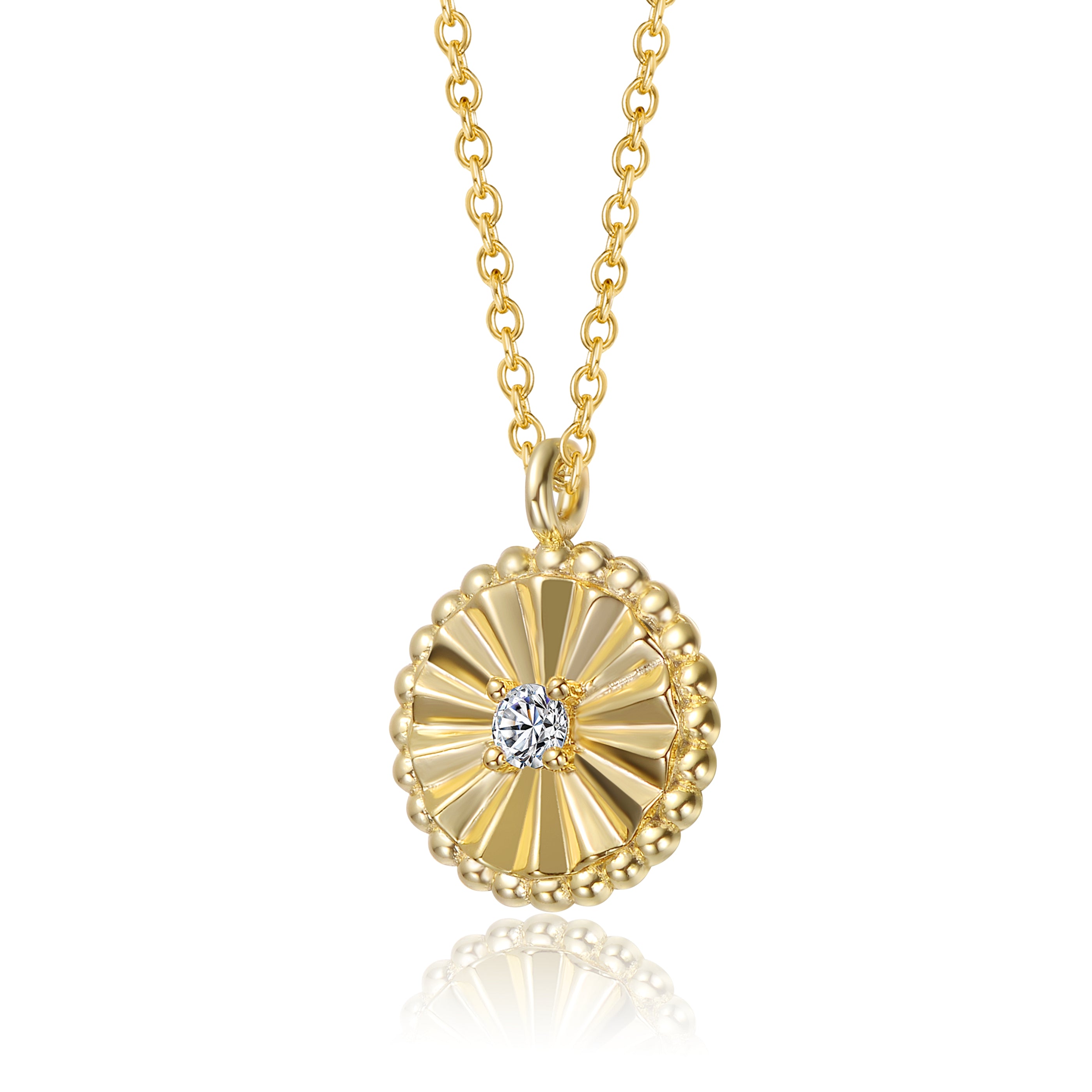 Marie Textured Circle Pendant Necklace GENEVIVE
