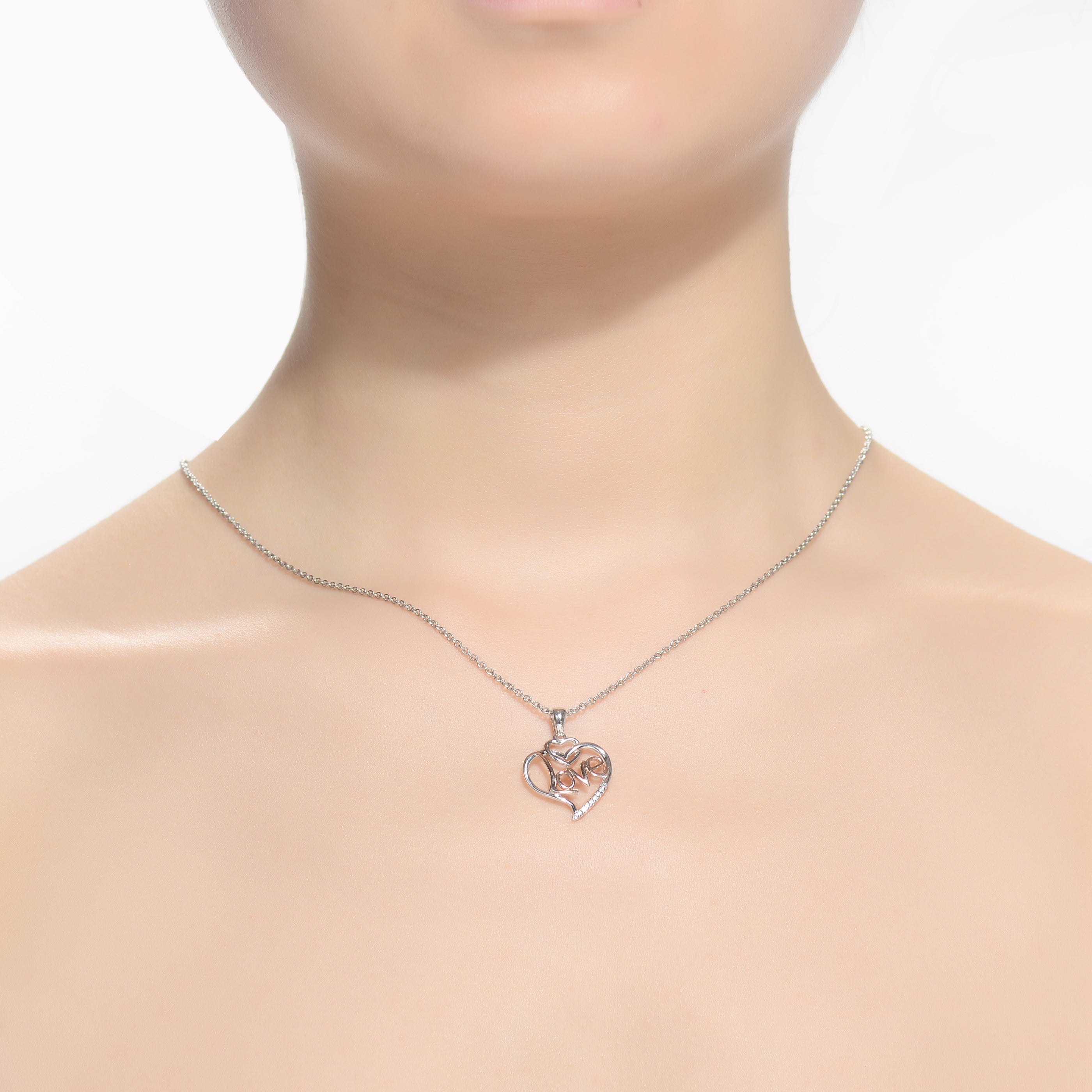 Love Heart Two Tone Pendant GENEVIVE