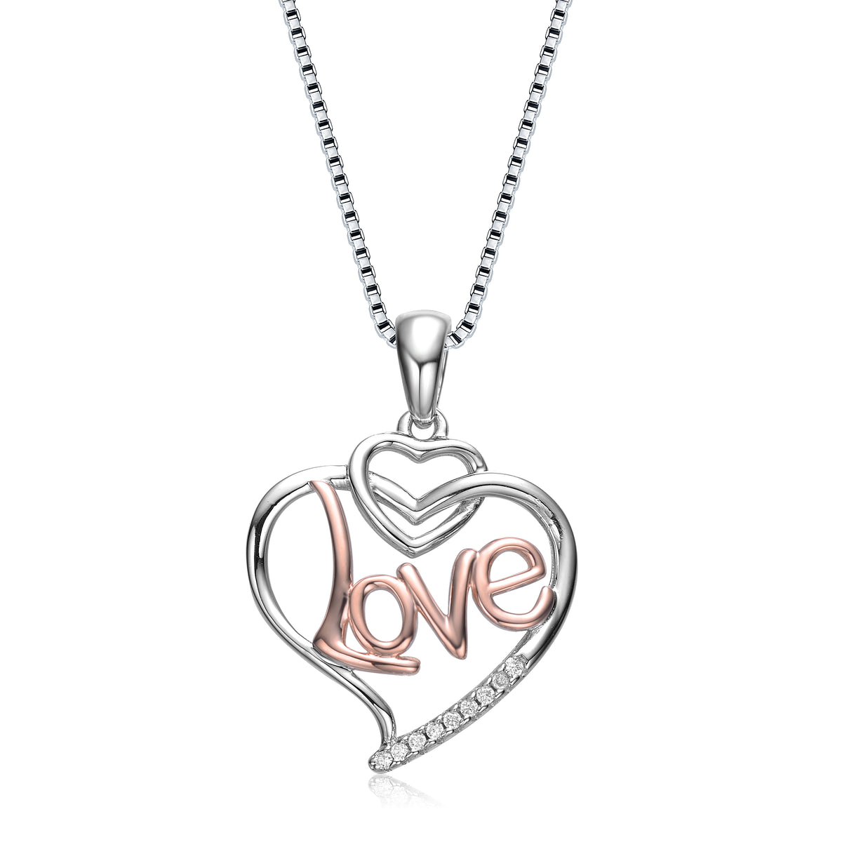 『 Love twiga heart 』by Gayo 32*41cm Diamond Heart Necklace 1/8 ct tw 14K Rose Gold 18&quot