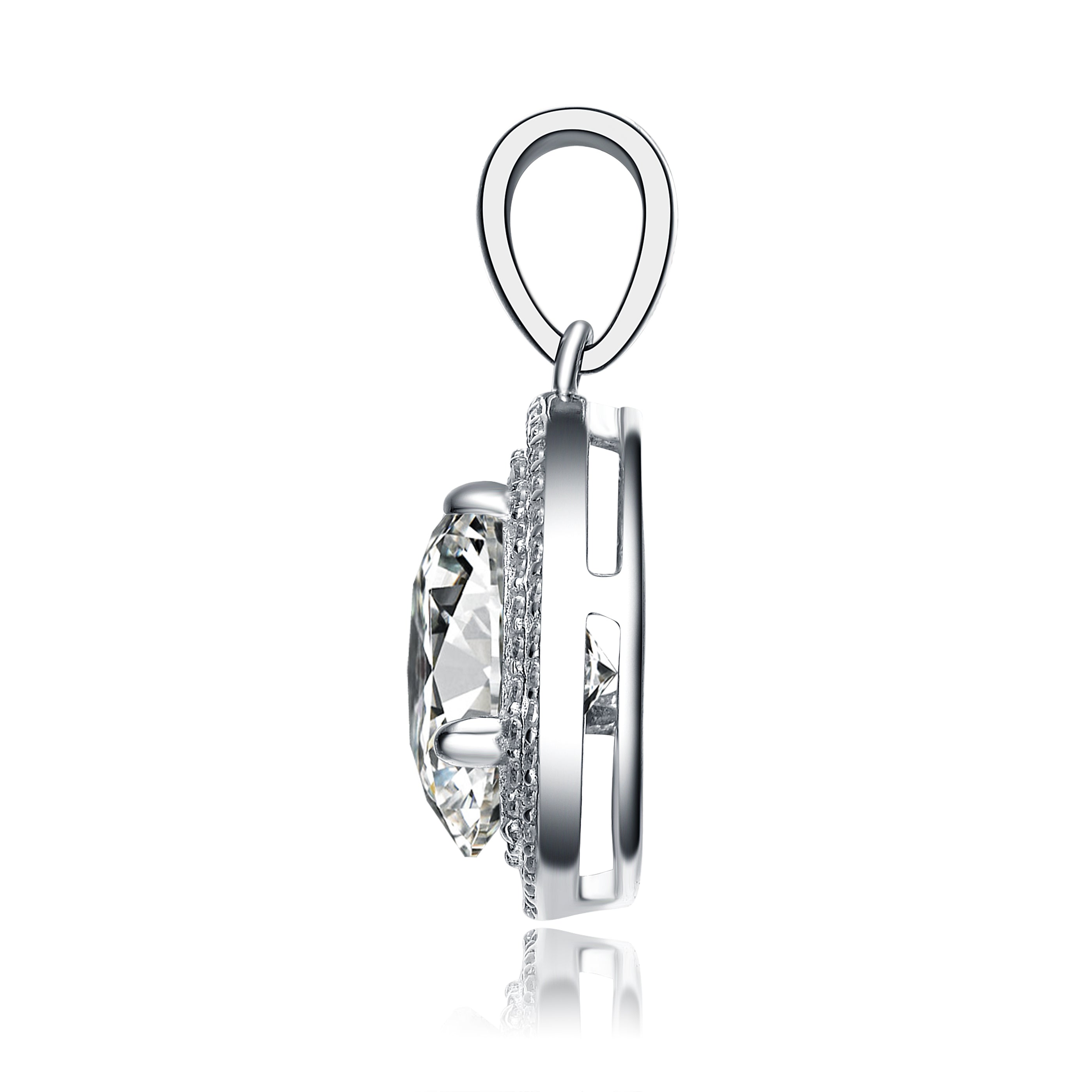 La Roche Solitaire Double Halo Necklace GENEVIVE