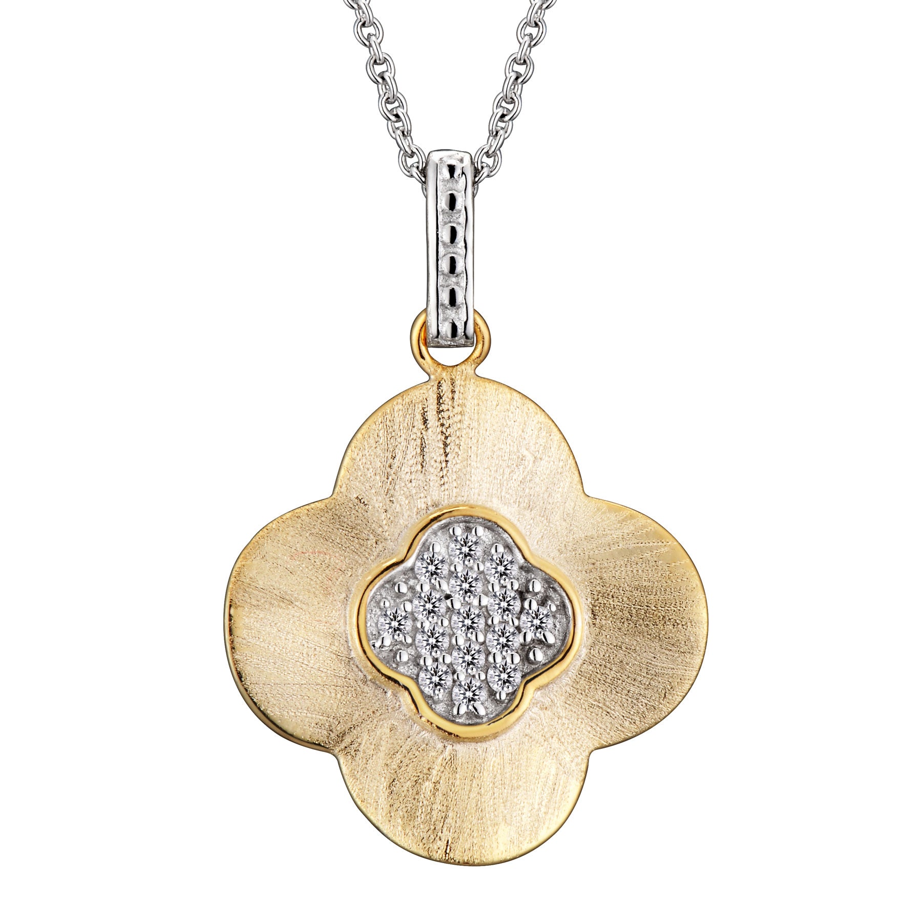 Léa Hammered Flower Shape Drop Pendant GENEVIVE