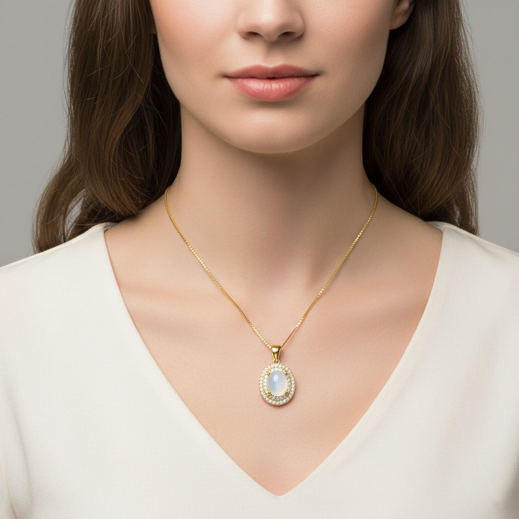 Les Haudères Frosty Oval Necklace GENEVIVE