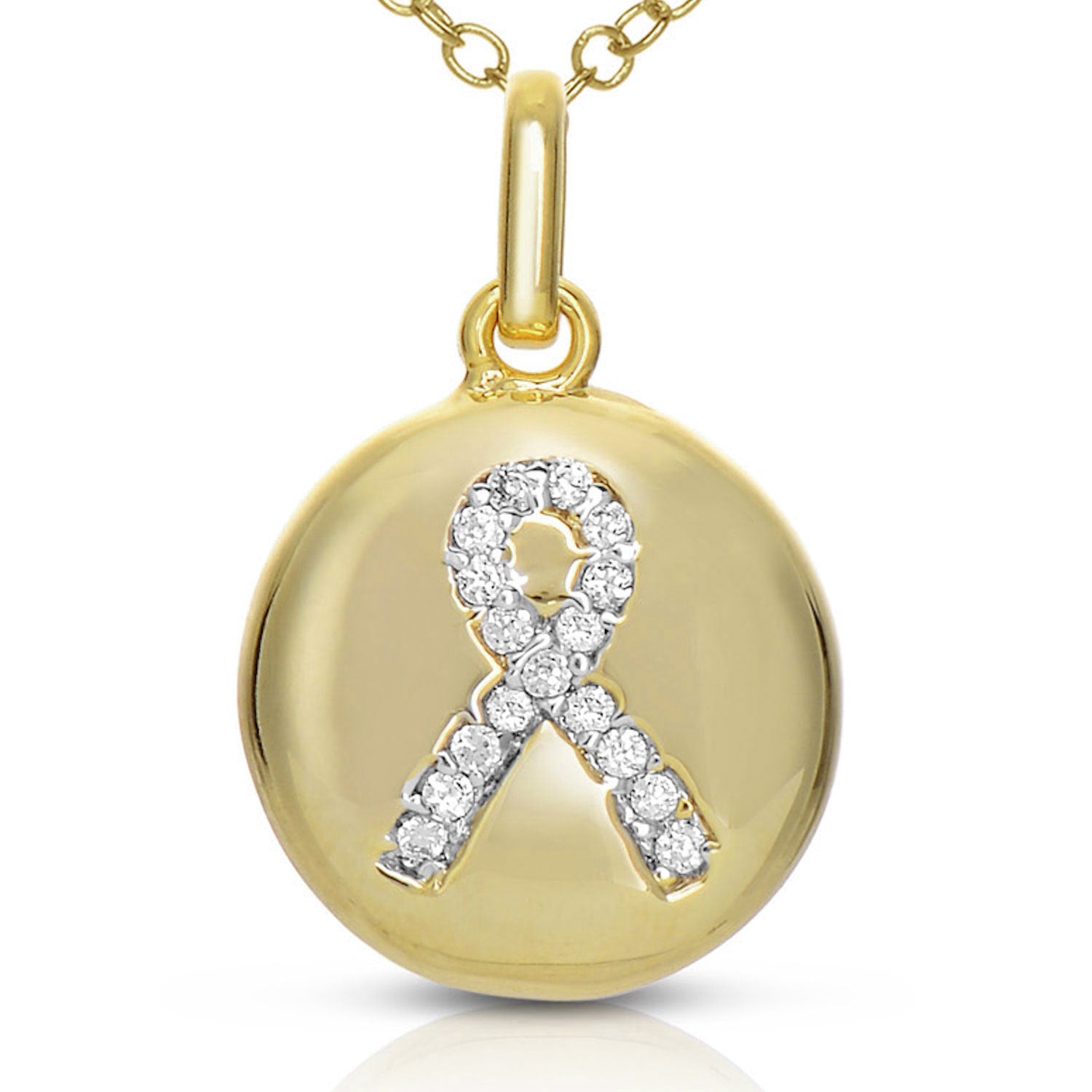 Elle Round Hope Ribbon Pendant GENEVIVE