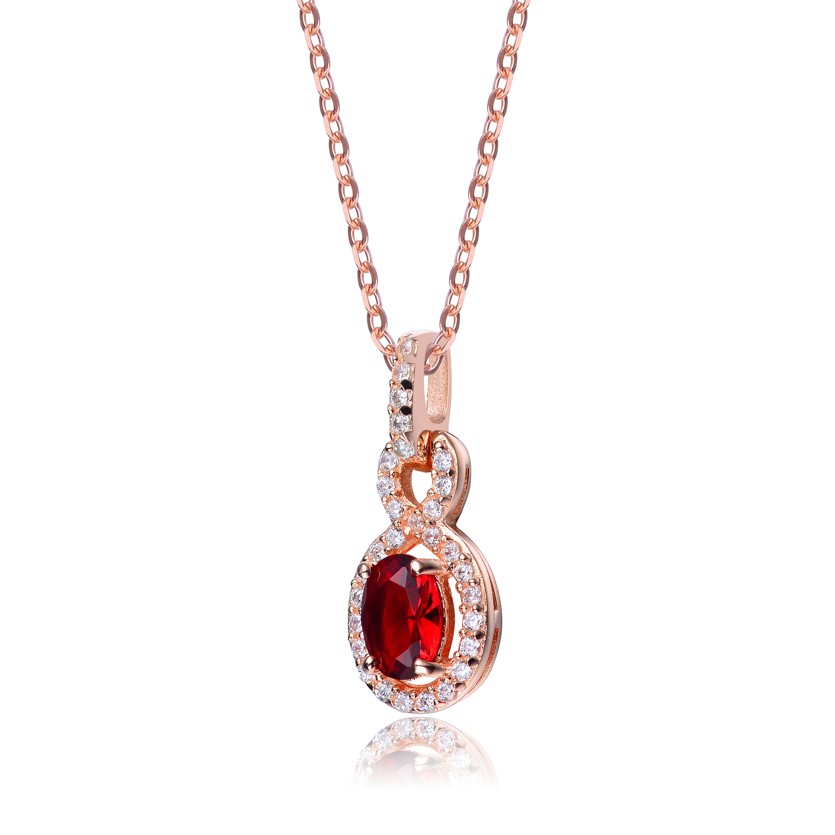 Noelle Rose Gold Red Oval Pendant GENEVIVE