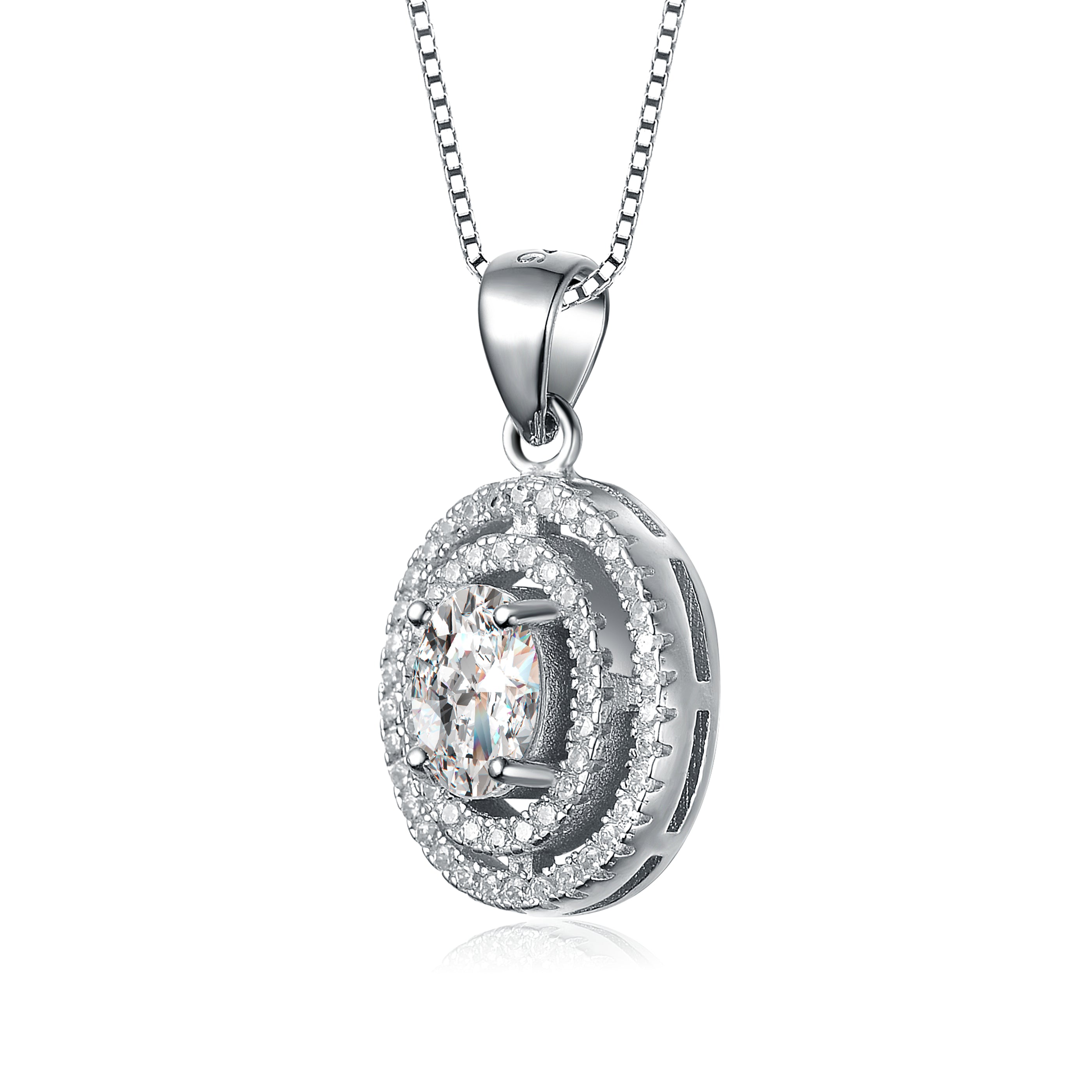 Caroline Silver Oval Shape Pendant GENEVIVE