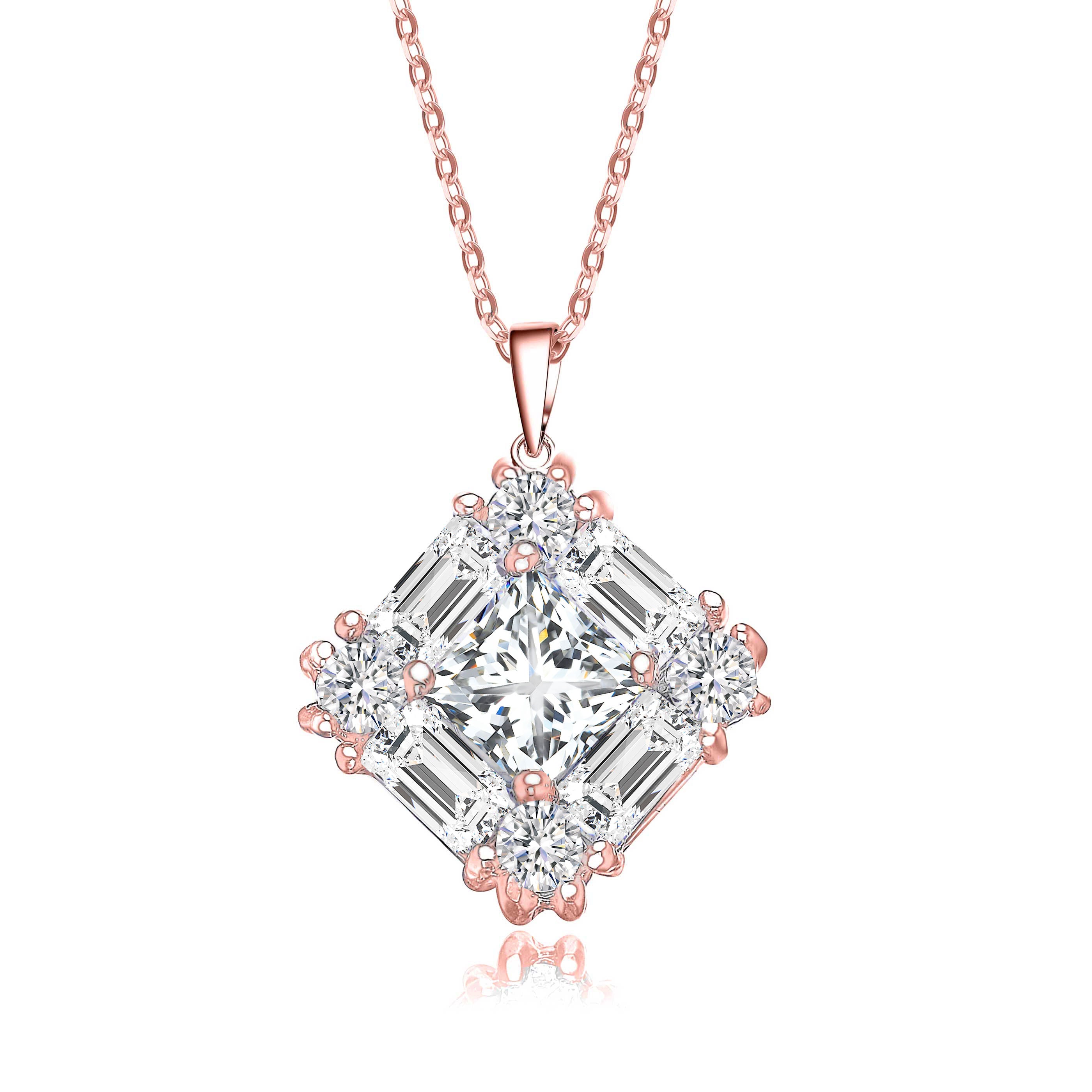 Odette Baguette Square Pendentif Necklace GENEVIVE