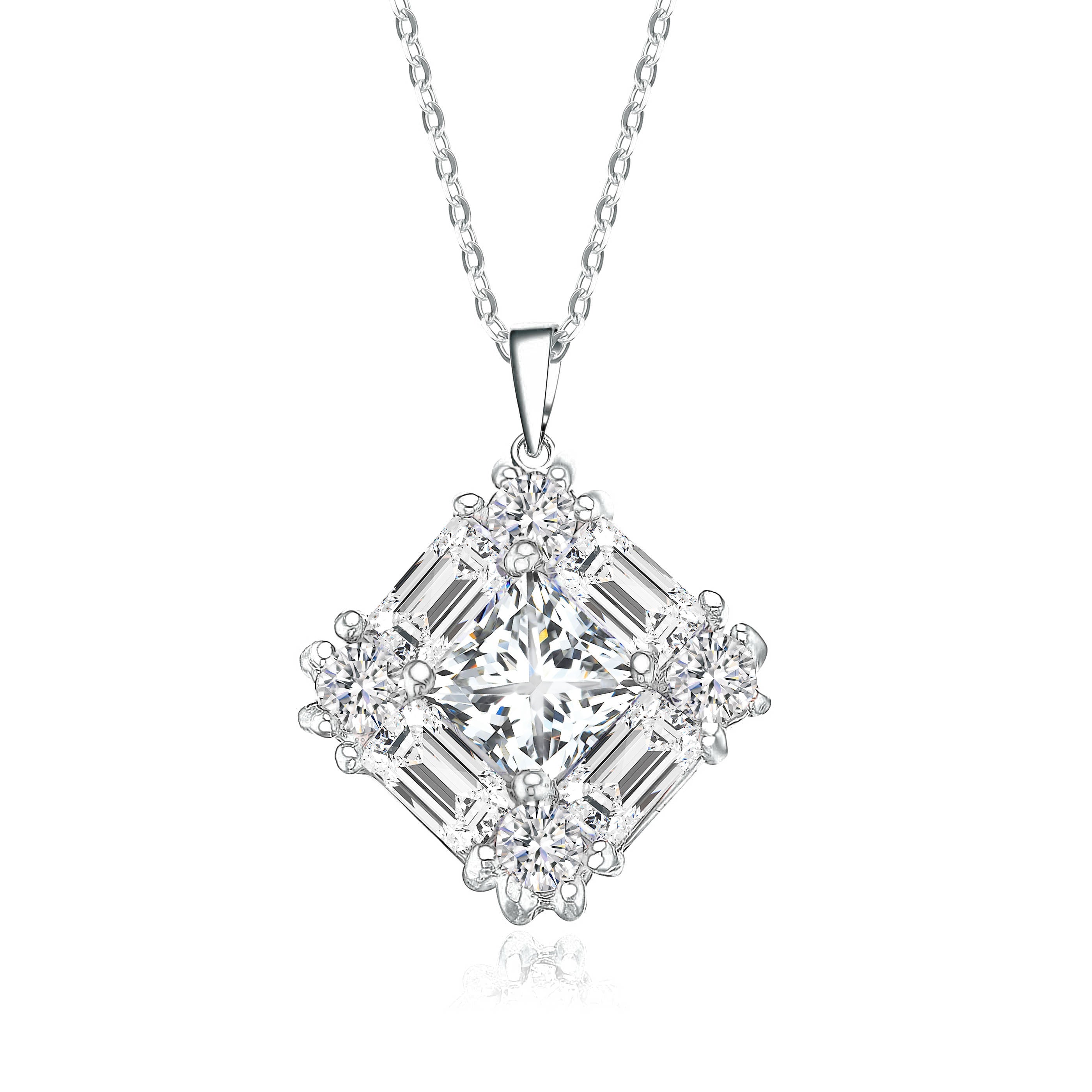 Odette Baguette Square Pendentif Necklace GENEVIVE