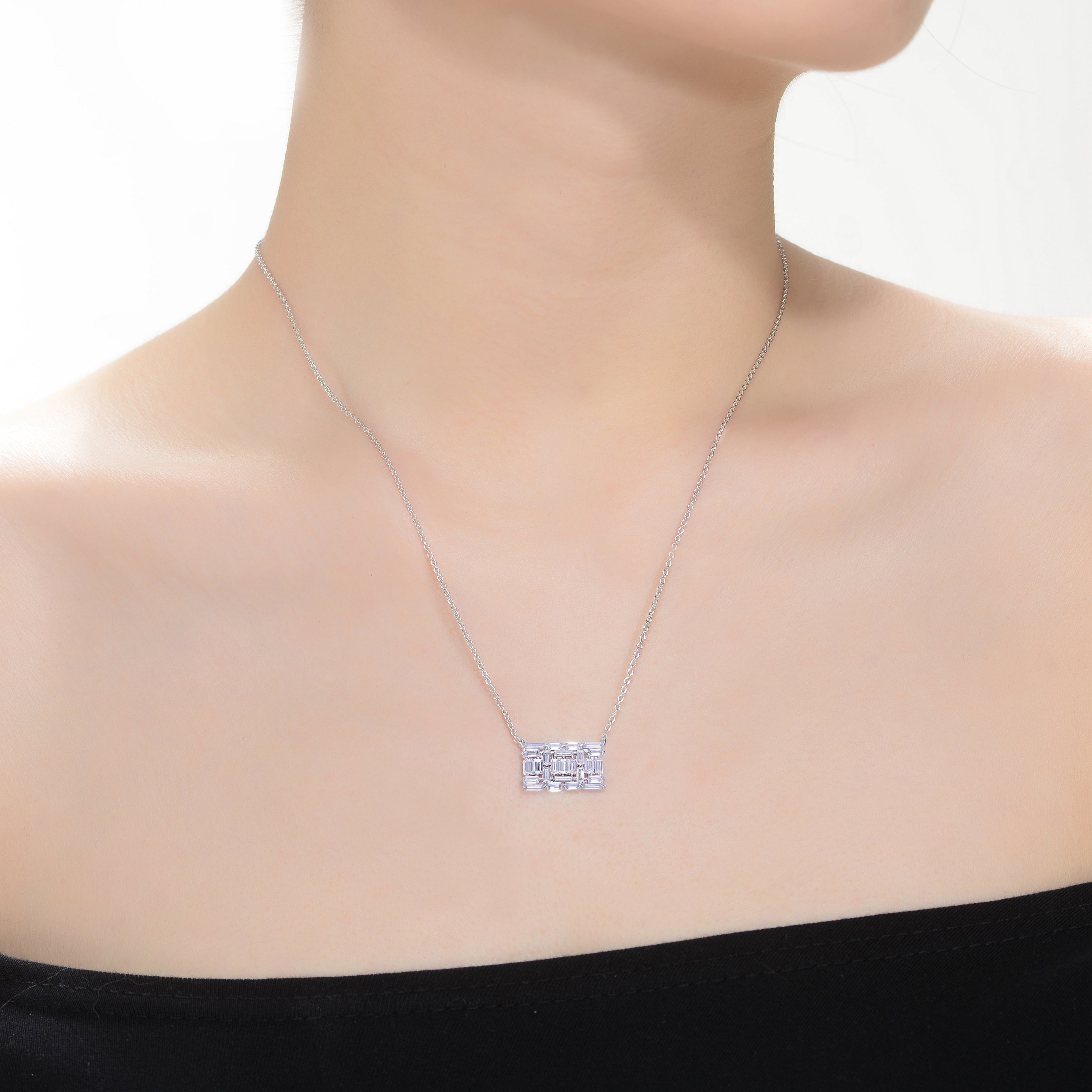 Deco Geometric Rectangle Necklace GENEVIVE