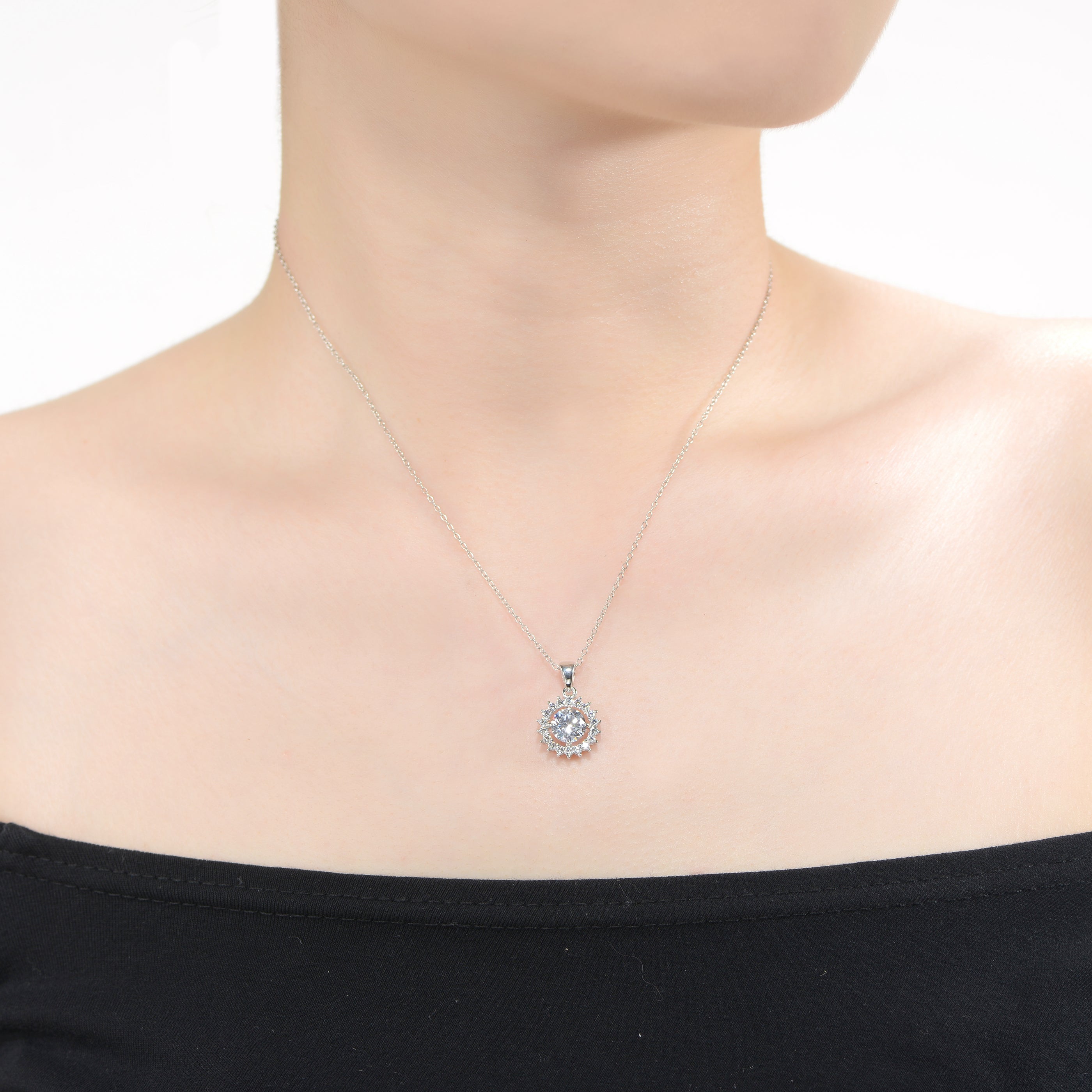 Marie Soleil Halo Pendant Necklace GENEVIVE