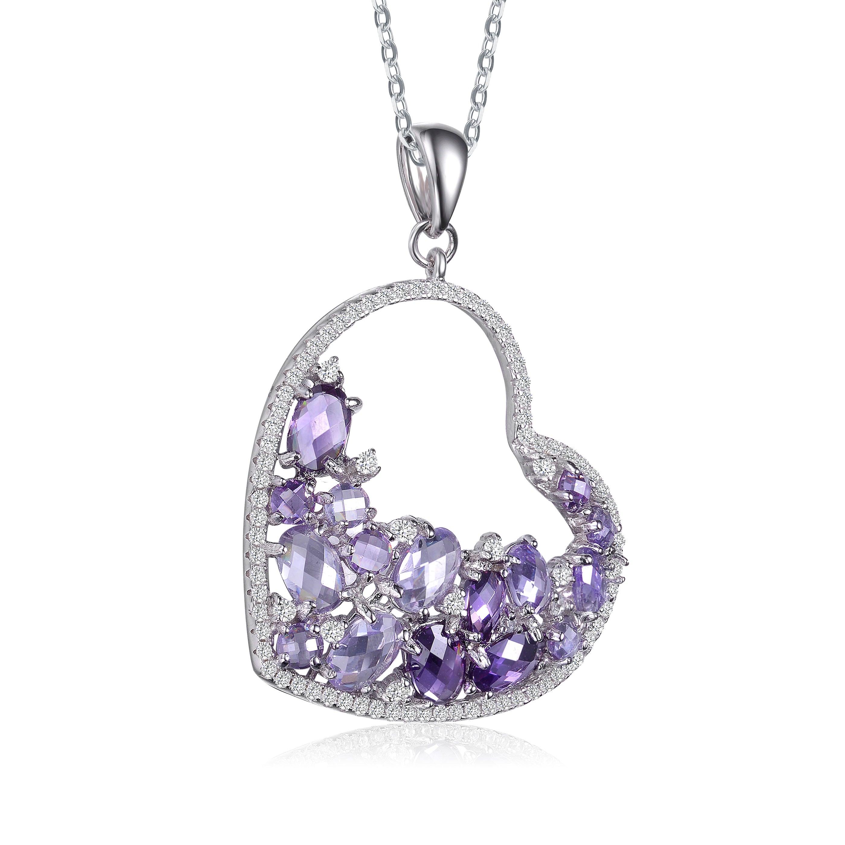 Palette Juliette Heart Purple Silver Couture Necklace GENEVIVE