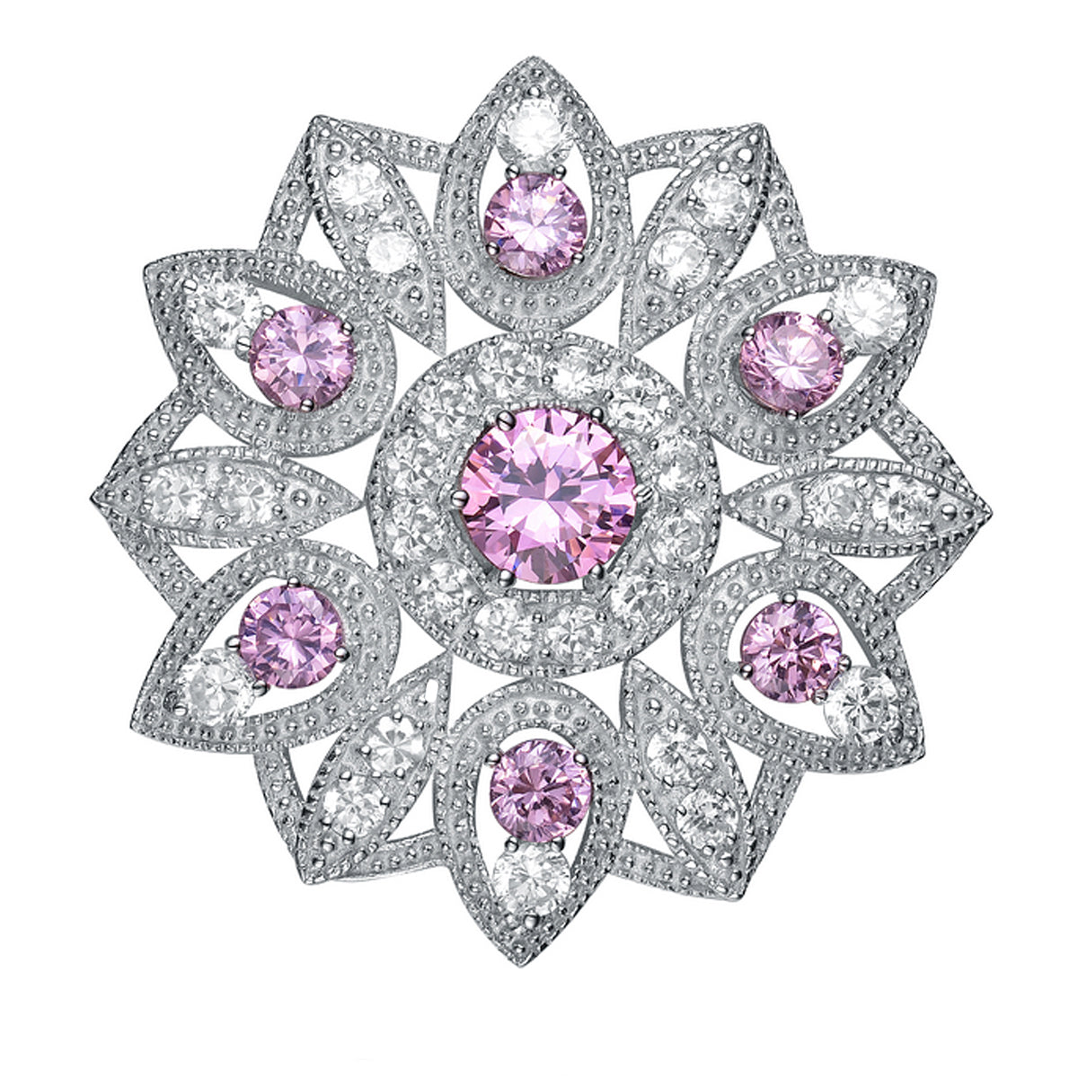 Estelle Purple and Clear Flower Pin GENEVIVE