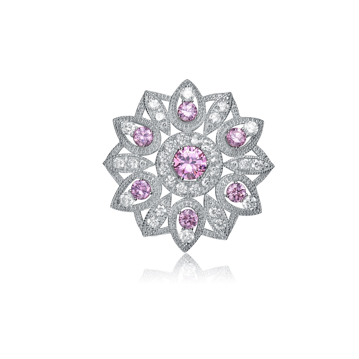 Estelle Purple and Clear Flower Pin GENEVIVE