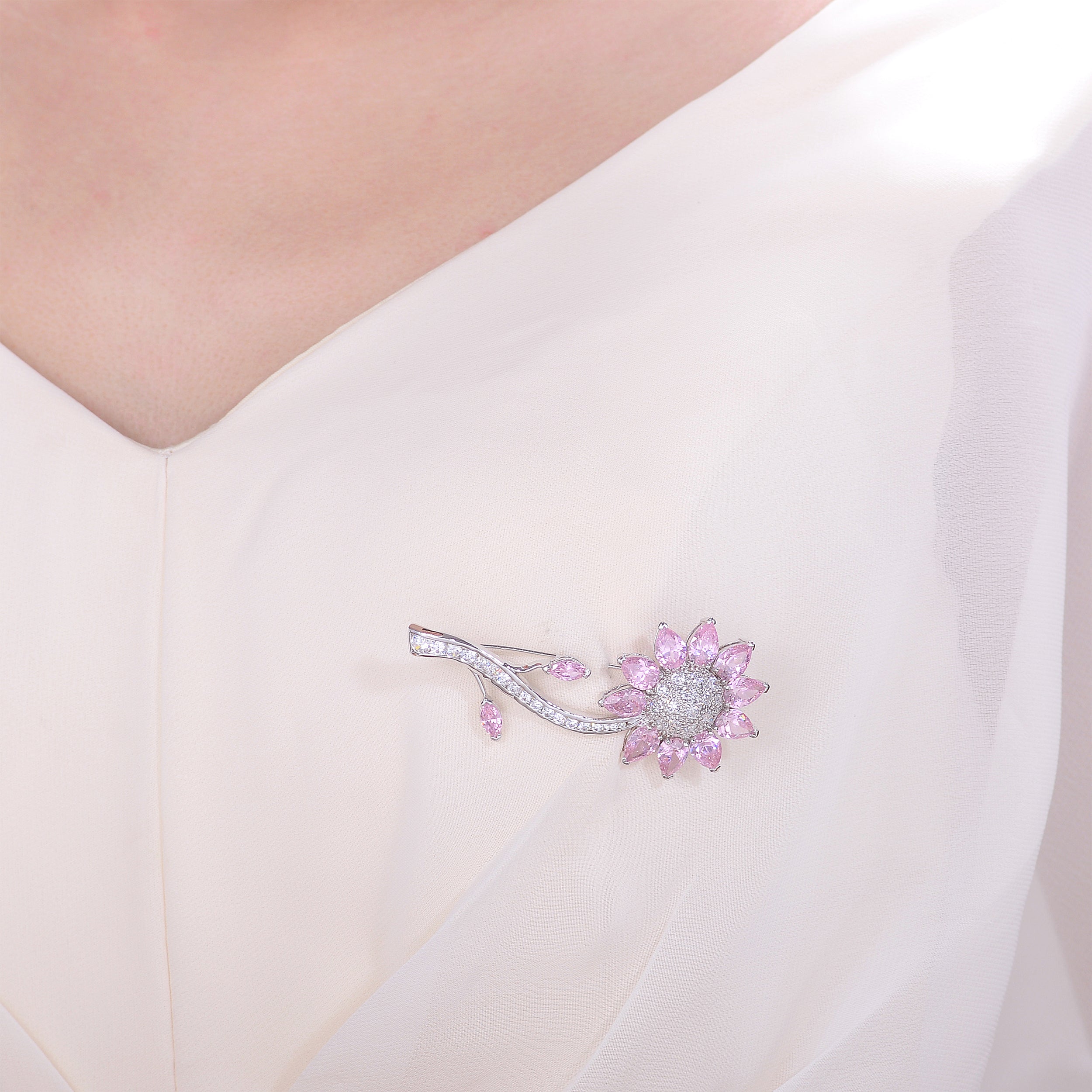 Louise Soleil Pink Sunflower Pin GENEVIVE