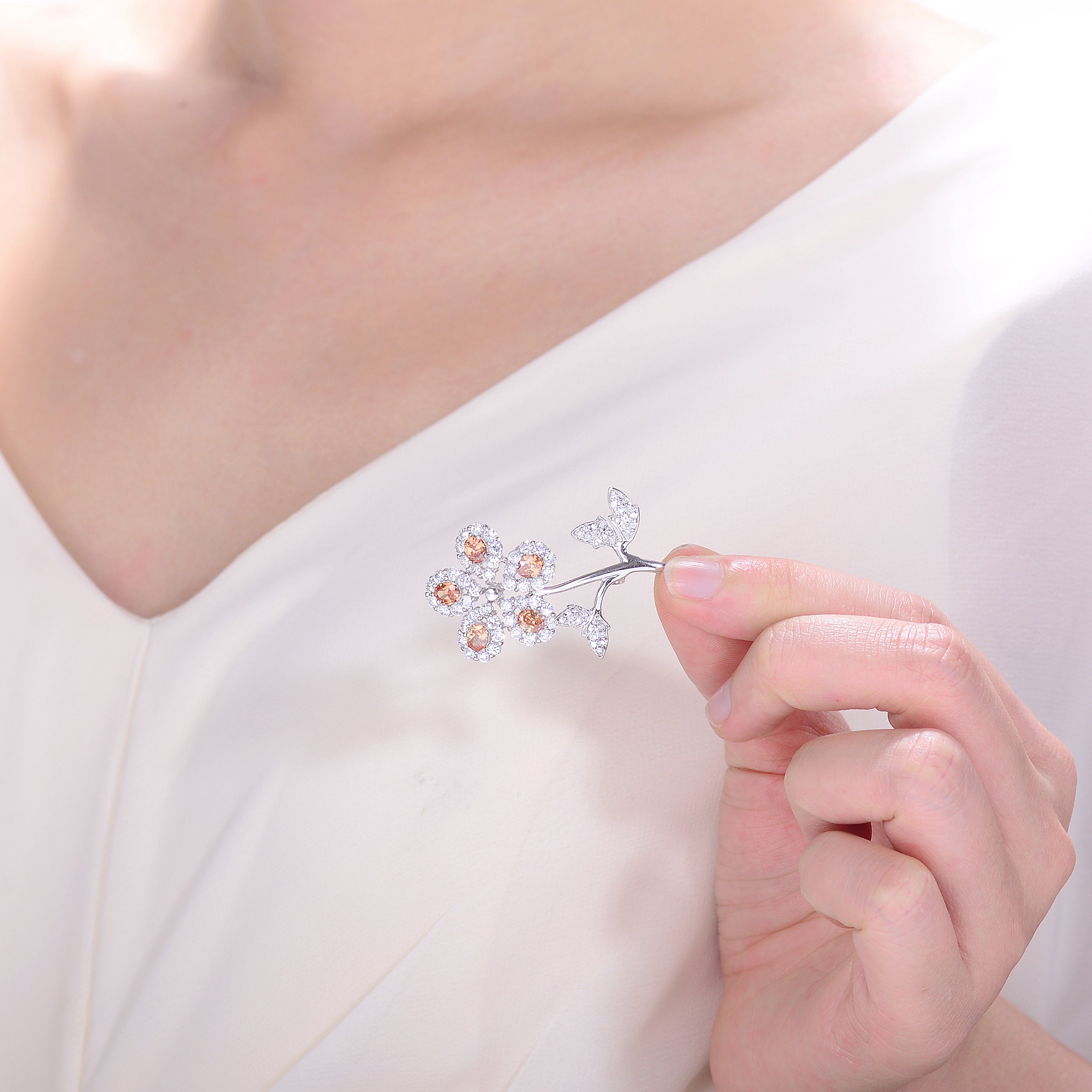 Lisette Champagne Flower Shape Pin GENEVIVE