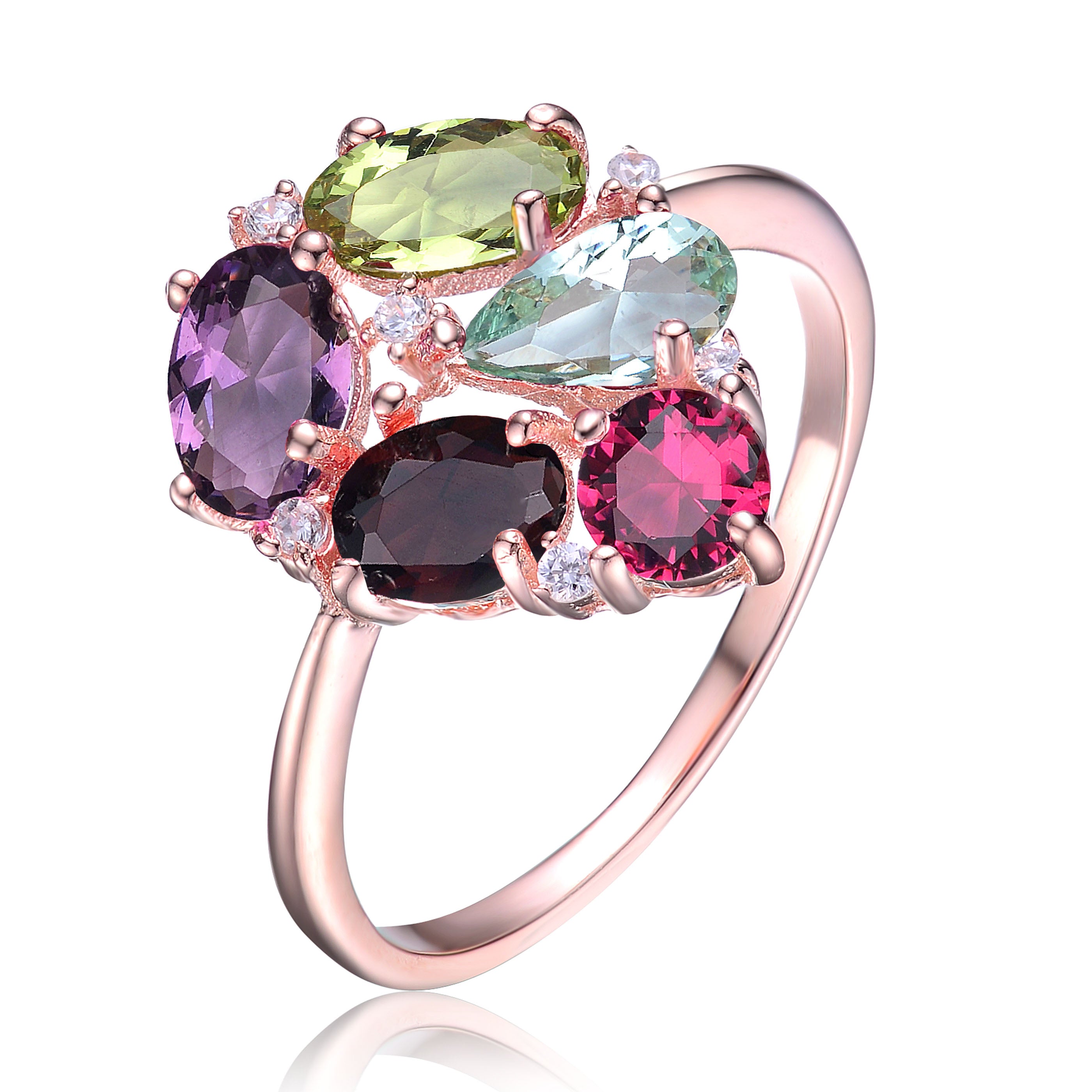 Nadine Cocktail Multi Colored Oval and Round Pave Last Pair Ring GENEVIVE