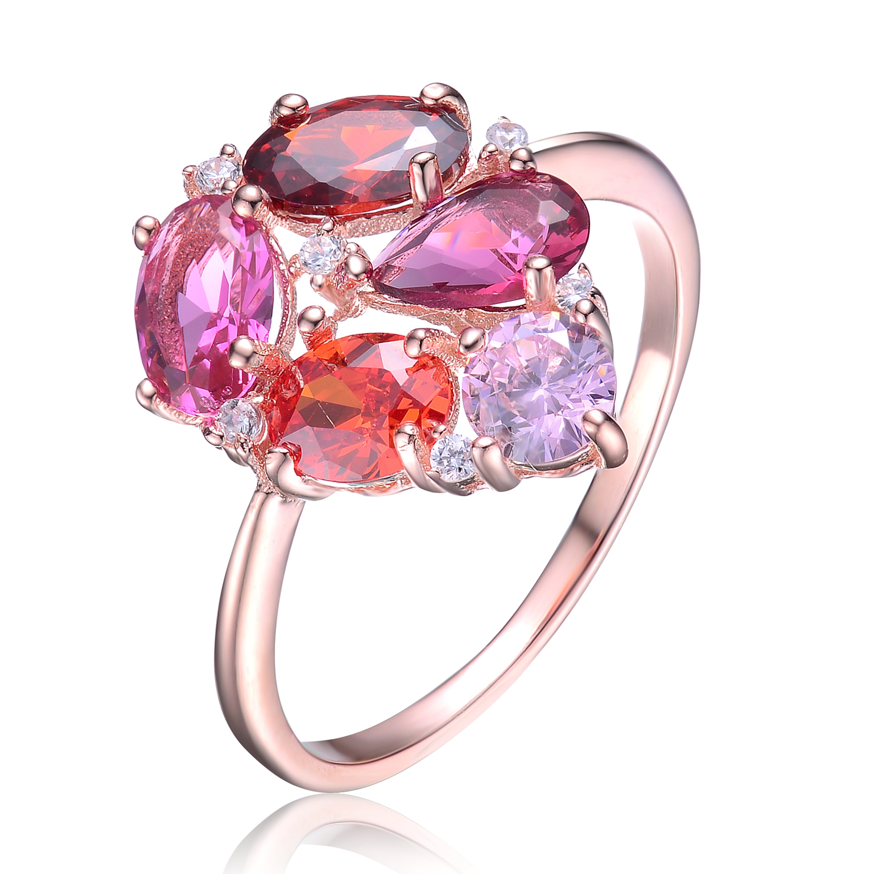 Nadine Cocktail Multi Colored Oval and Round Pave Last Pair Ring GENEVIVE