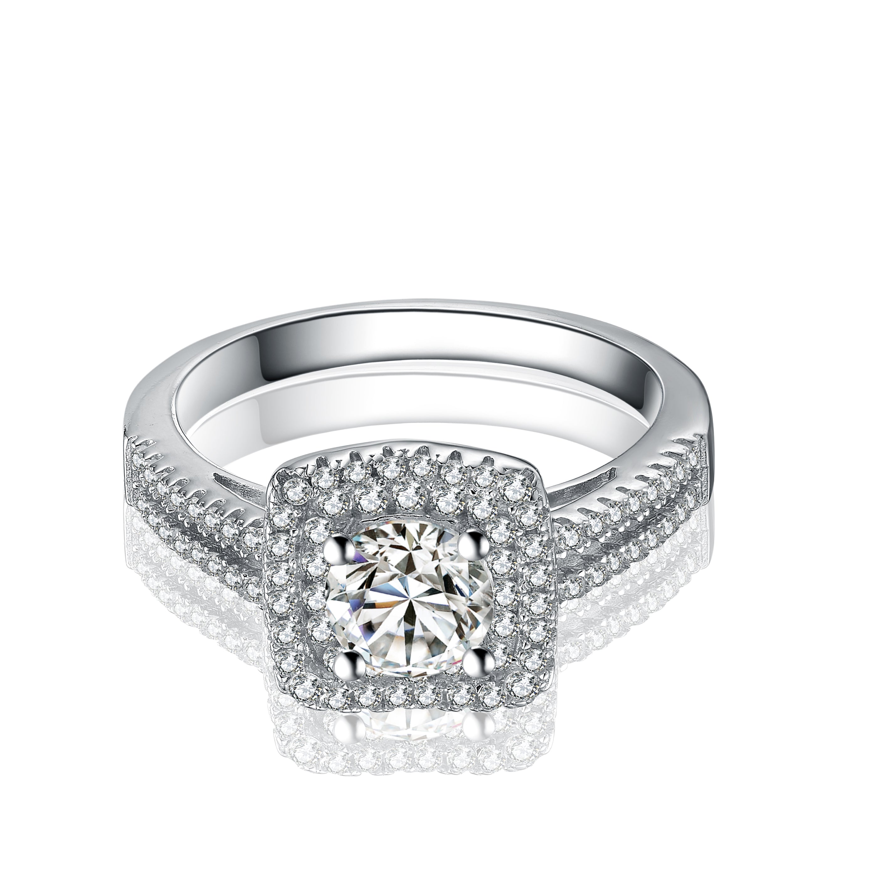 Sabine Solitaire Halo Ring GENEVIVE