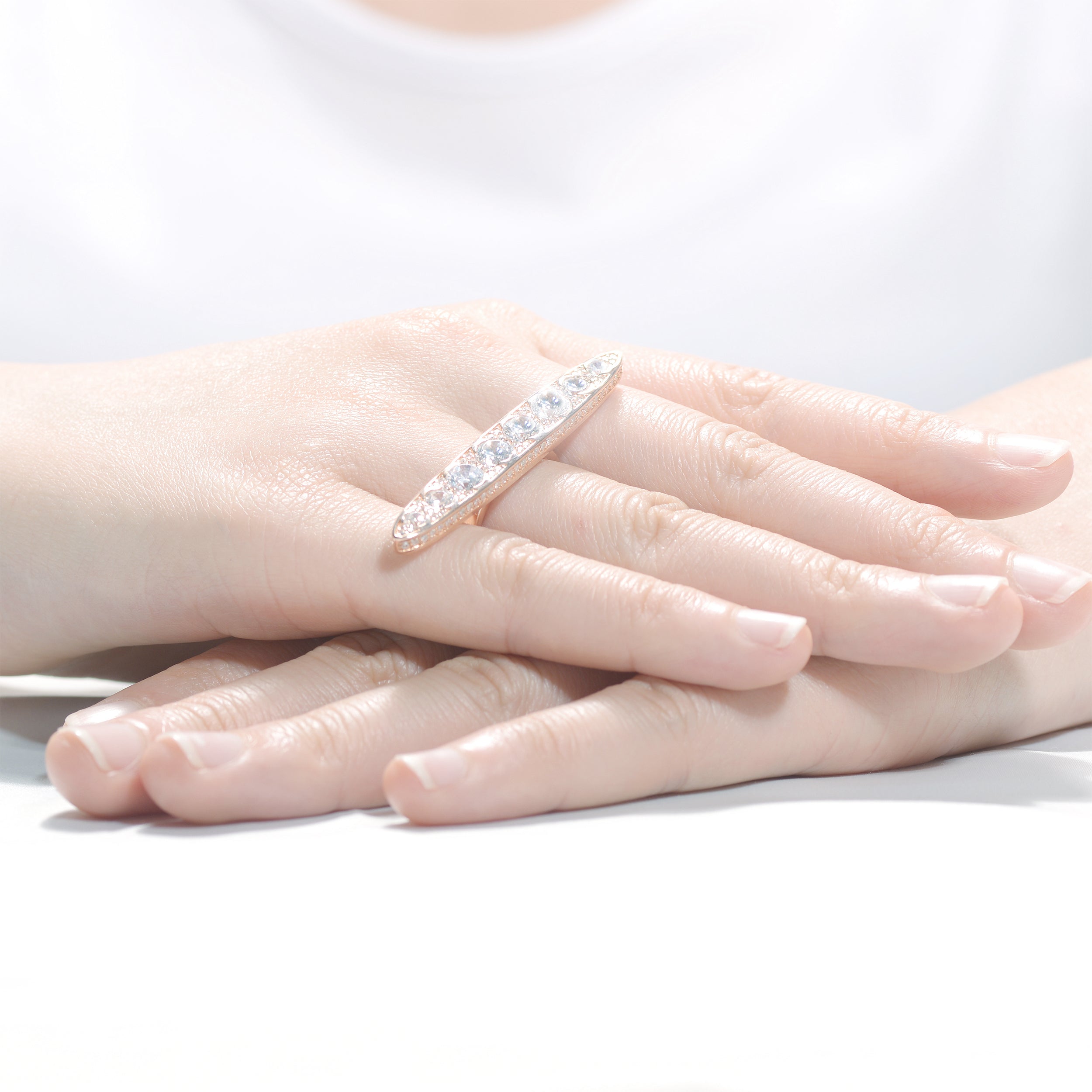 Marguerite Pave Bar Ring GENEVIVE