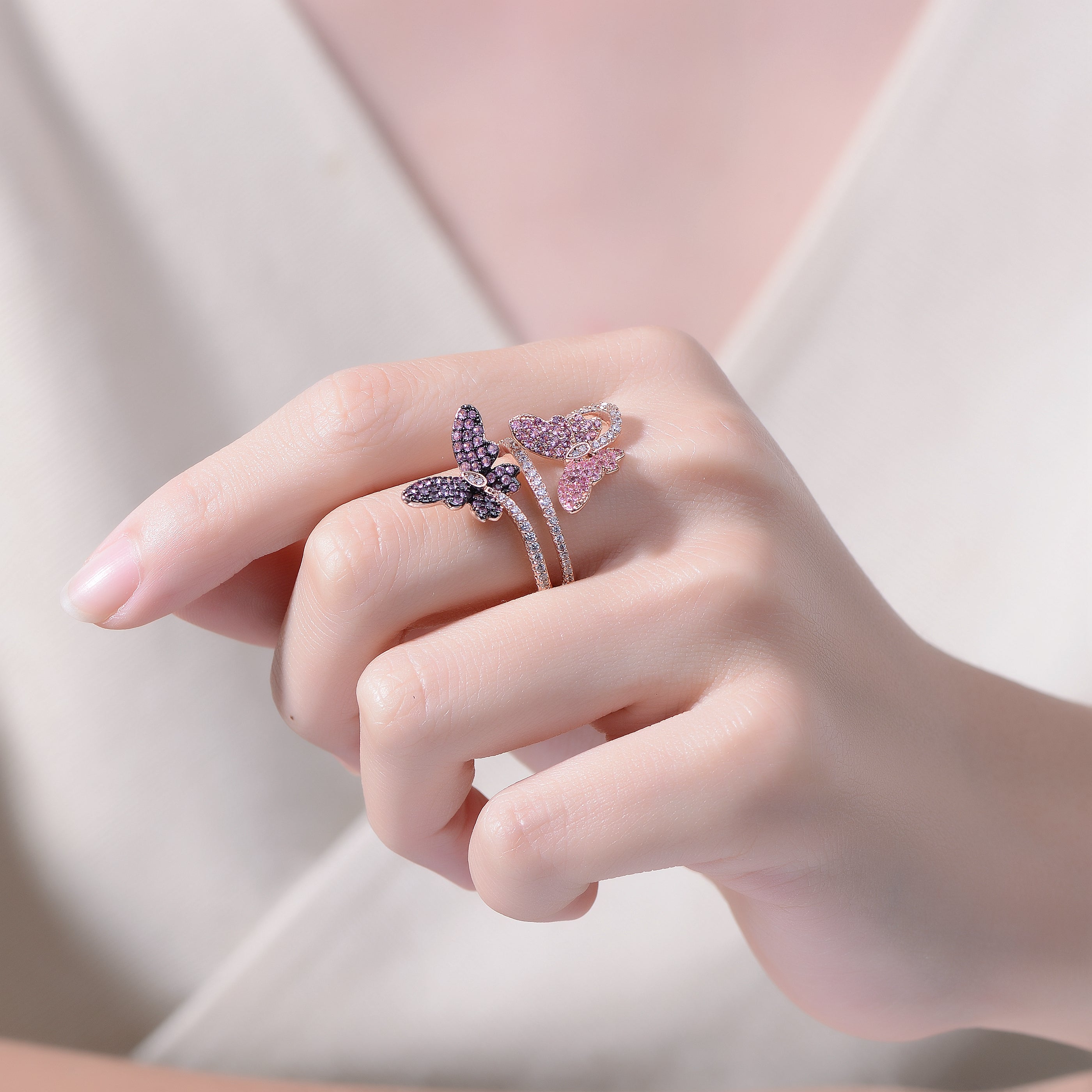 Louise Pink Couture Butterfly Ring GENEVIVE