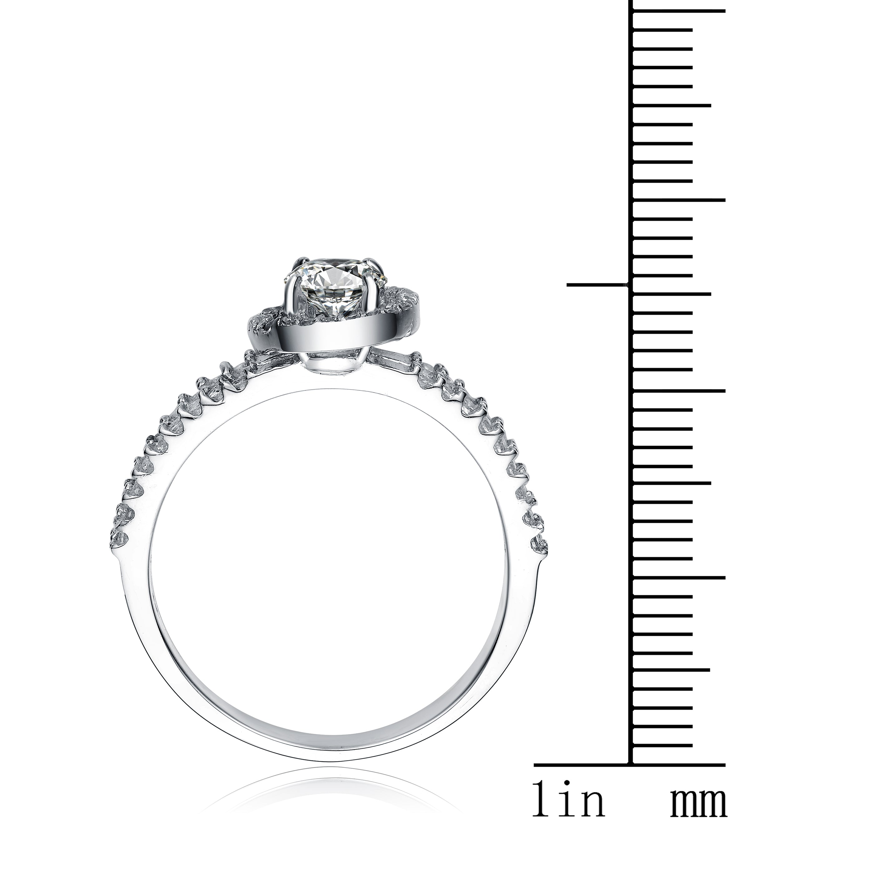 Dominique Two Row Solitaire Halo Ring GENEVIVE